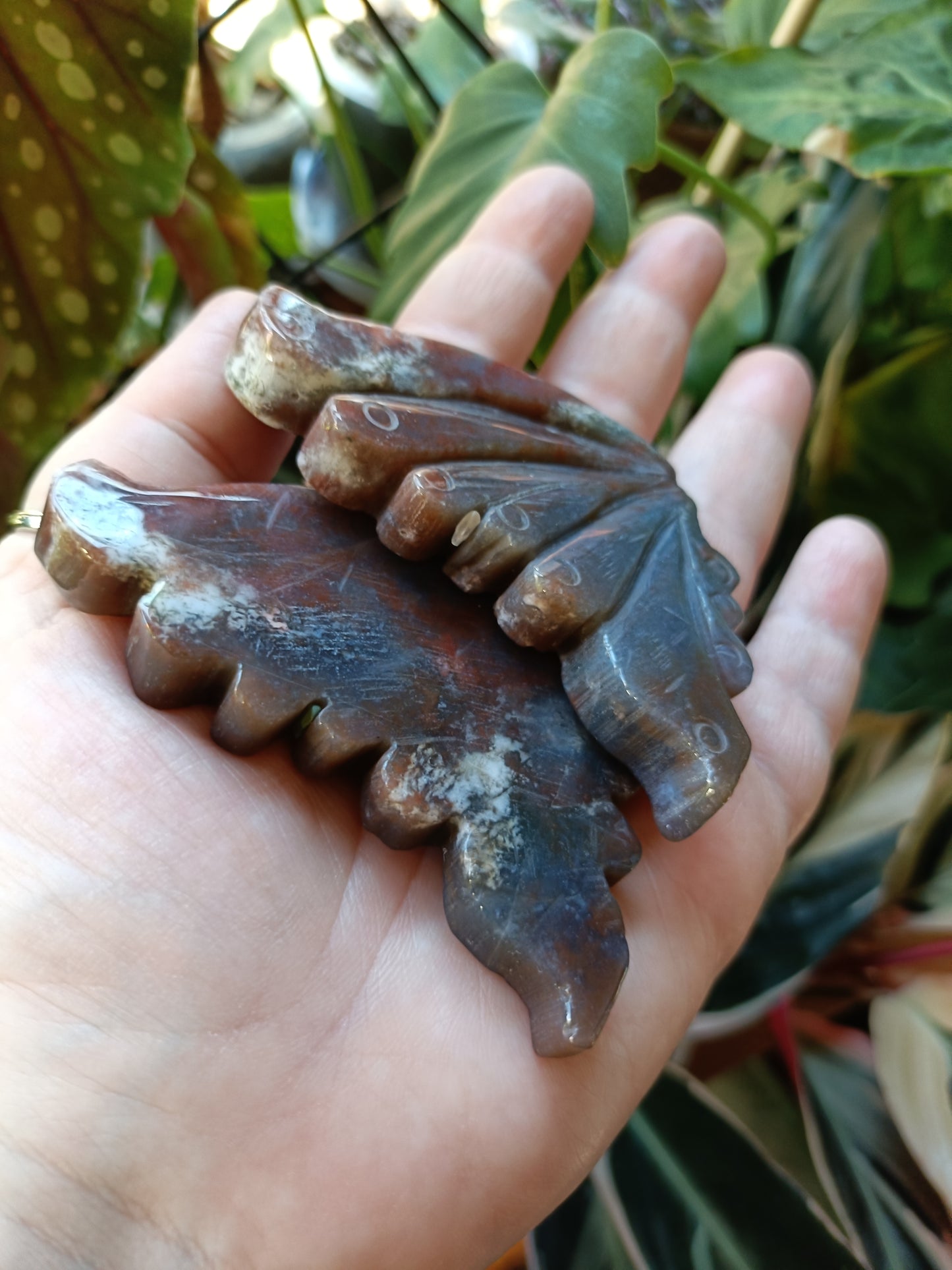 Ocean Jasper Butterfly Wings with Stand - 127g