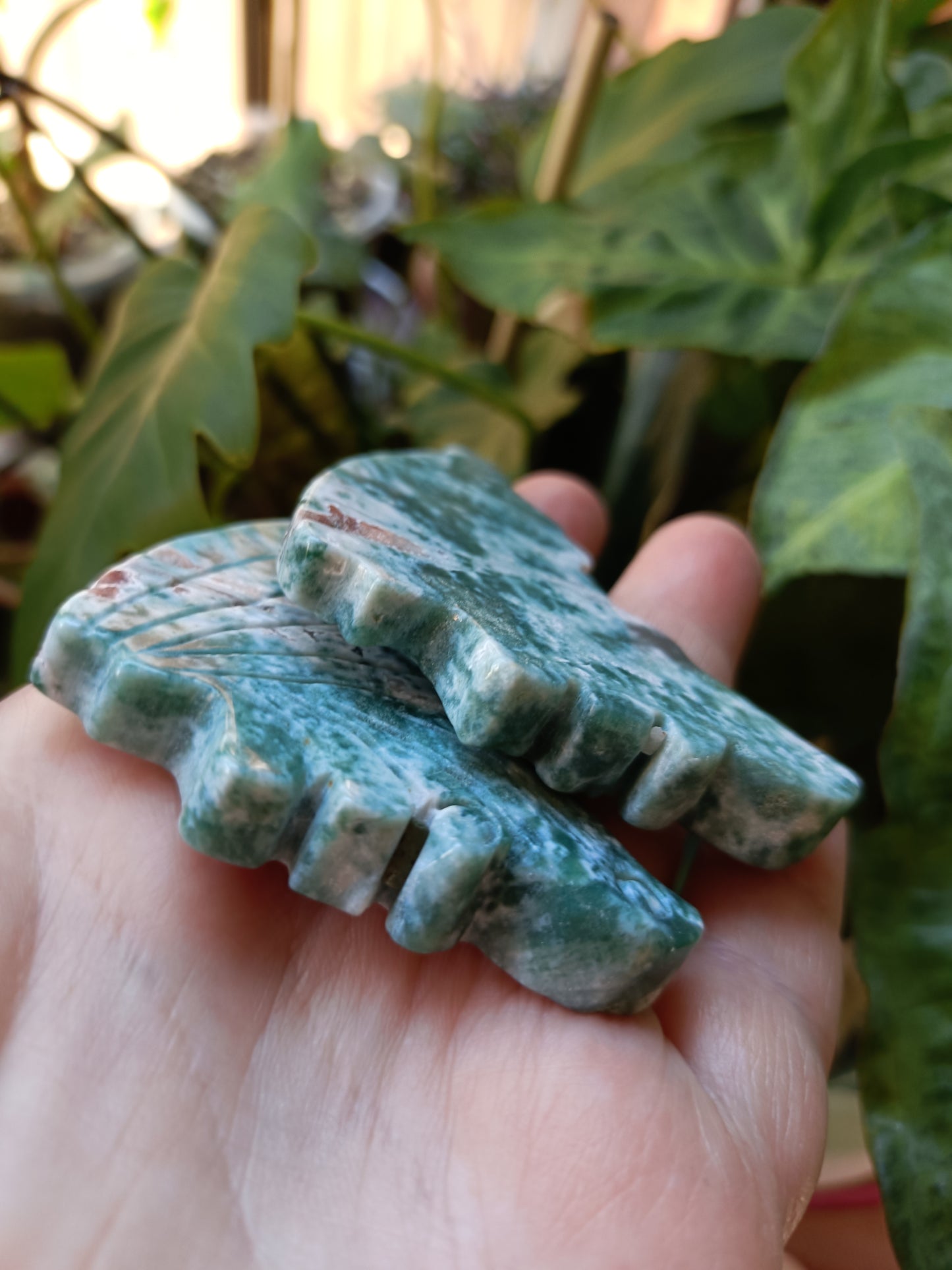 Ocean Jasper Butterfly Wings with Stand - 108g