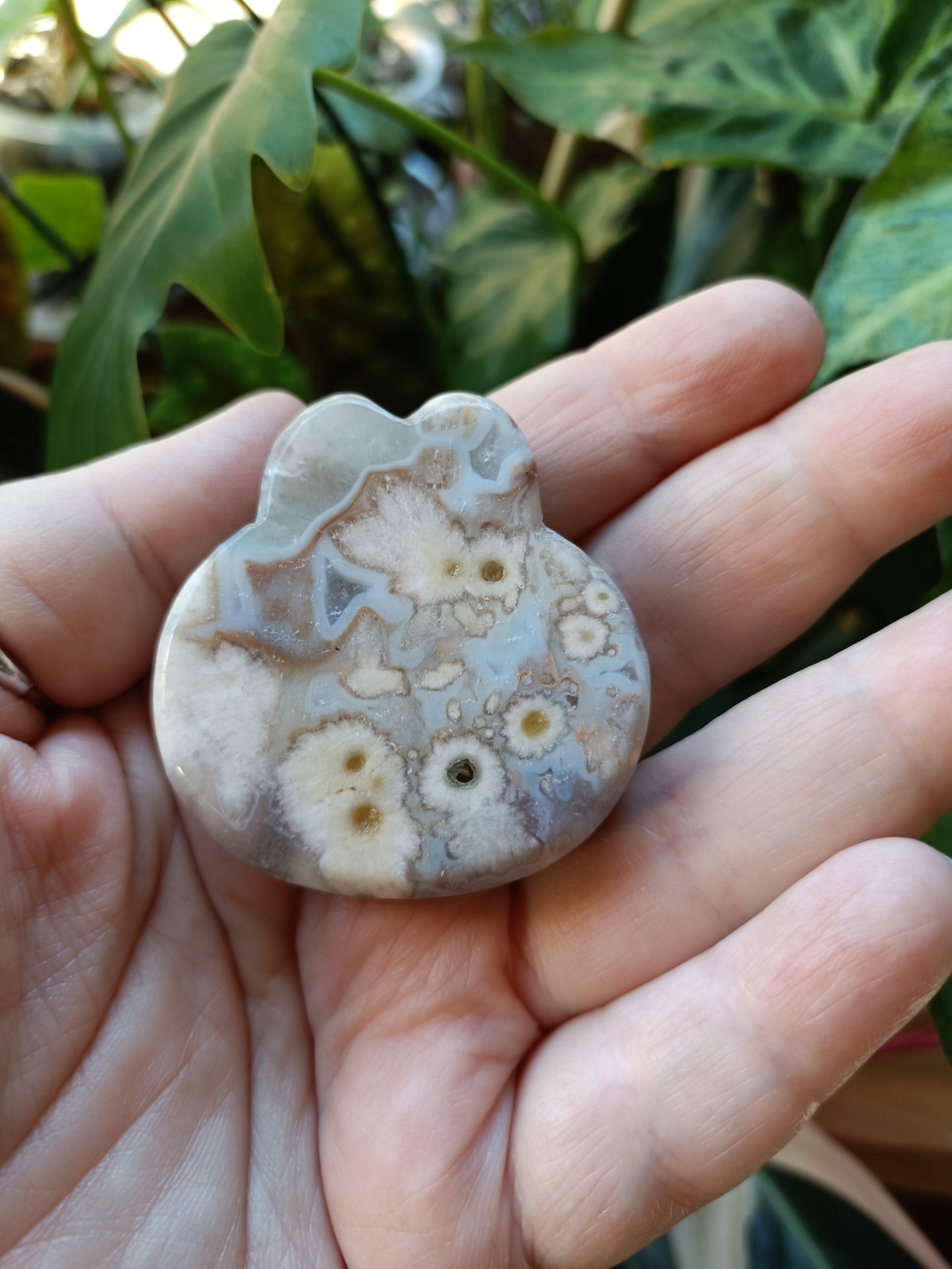 Black Flower Agate Miffy Head Trinket Dish - 45g