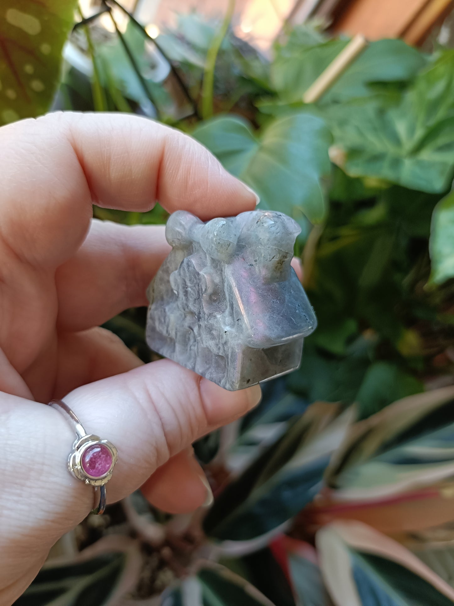 Labradorite Mini Fairy Cottage Carving - 50g