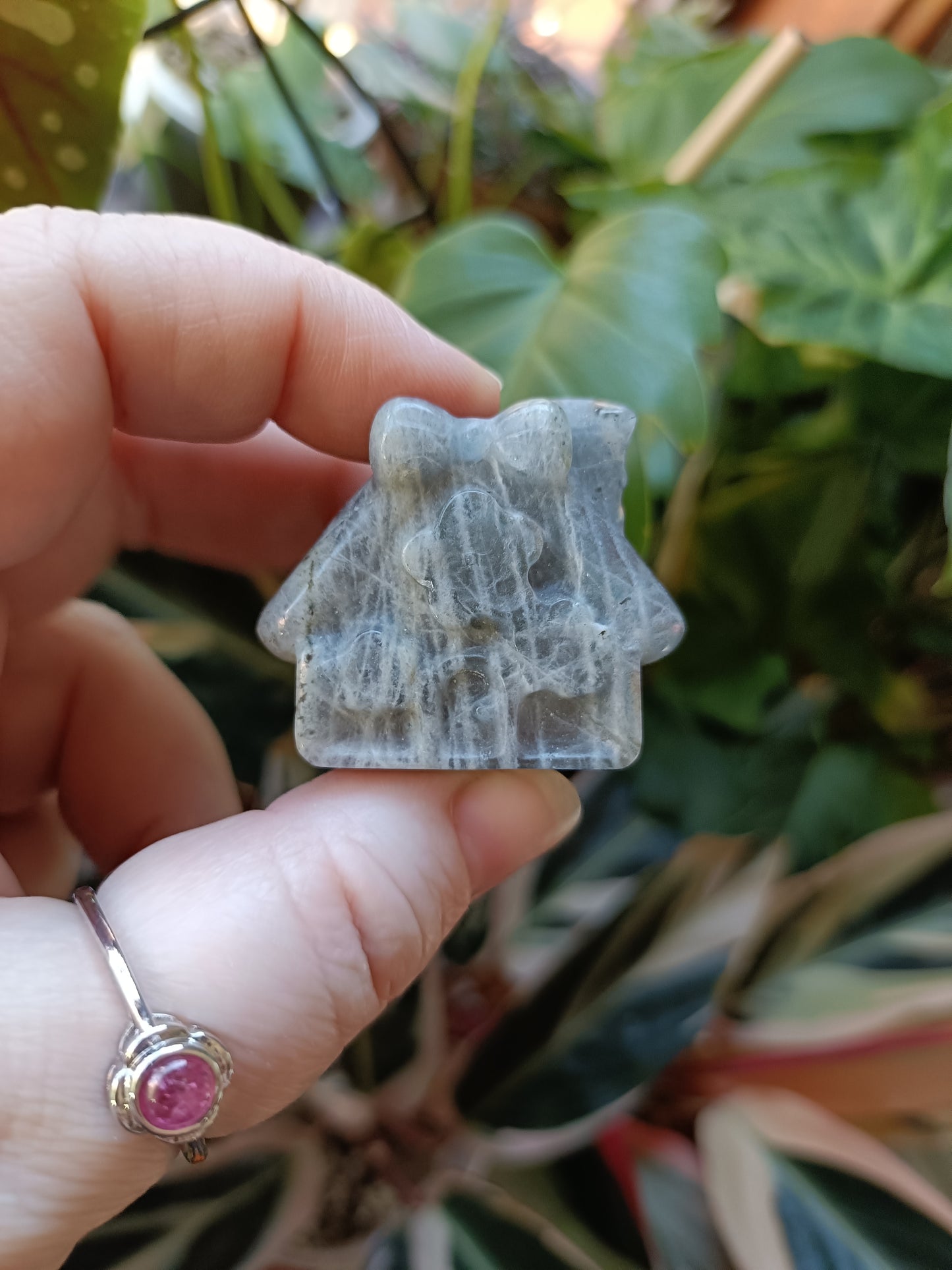 Labradorite Mini Fairy Cottage Carving - 50g