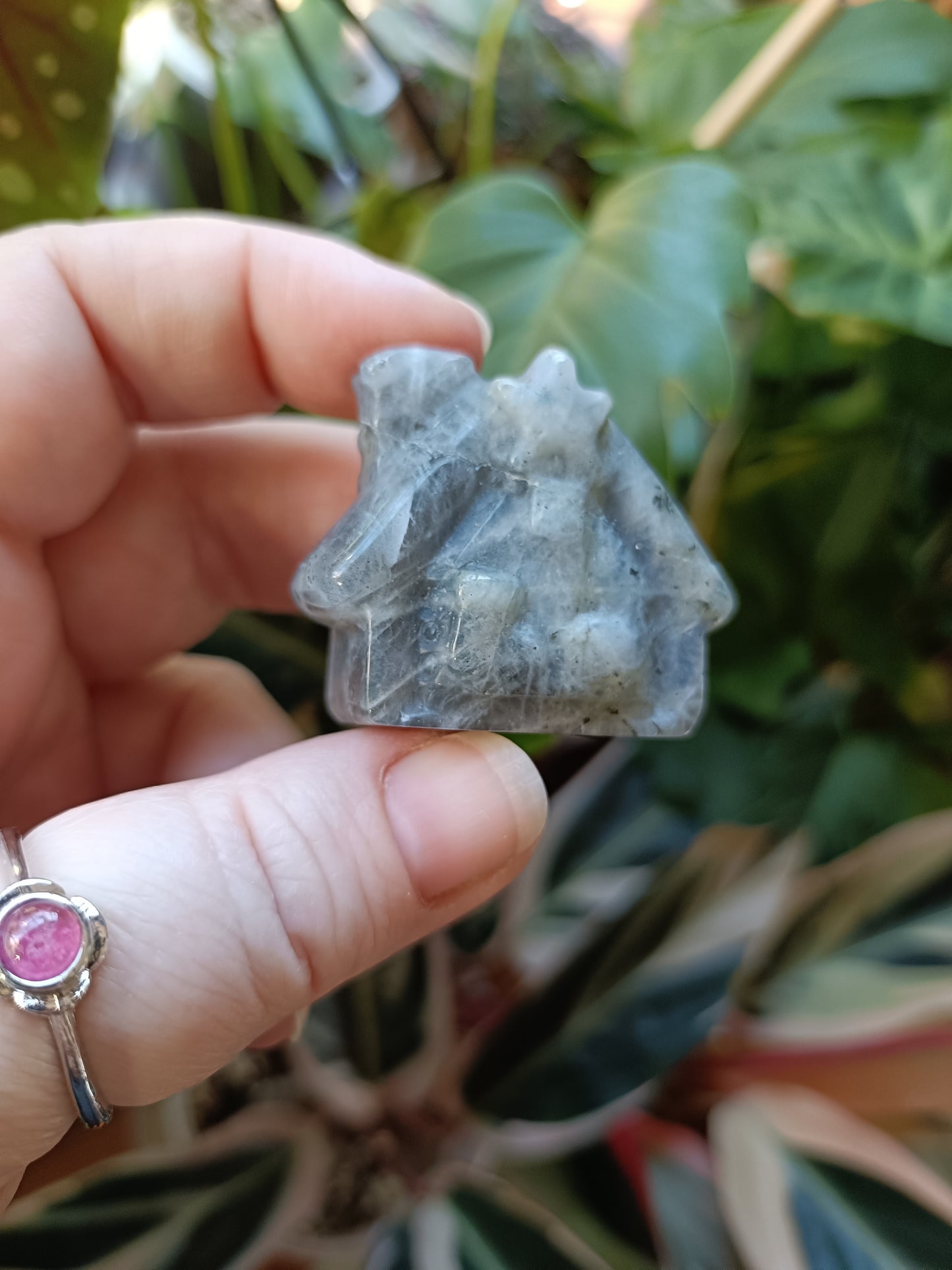 Labradorite Mini Fairy Cottage Carving - 50g