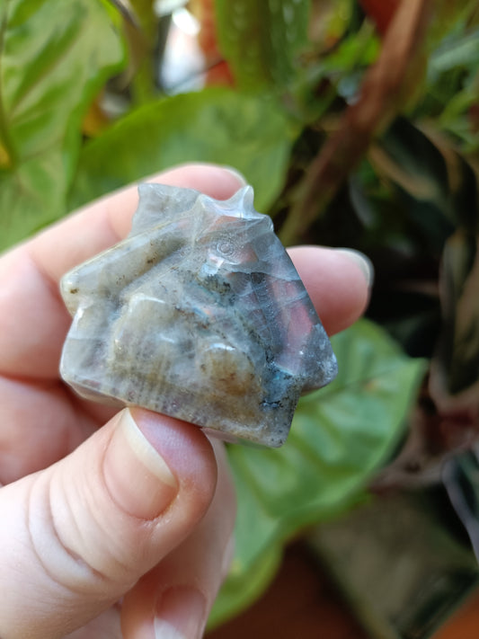 Labradorite Mini Fairy Cottage Carving - 50g