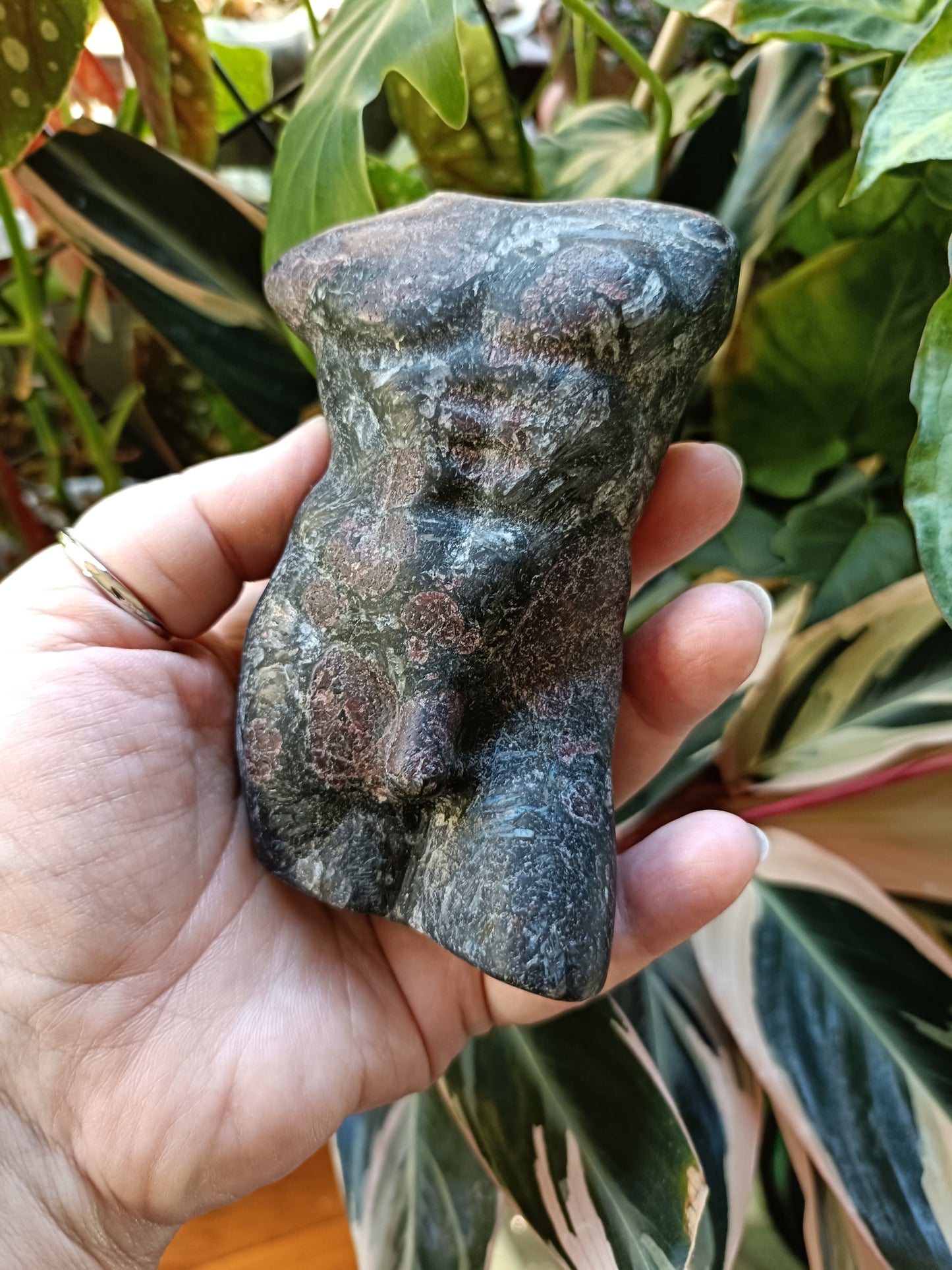 Garnet and Arfvedsonite Male God Body Carving - 675g