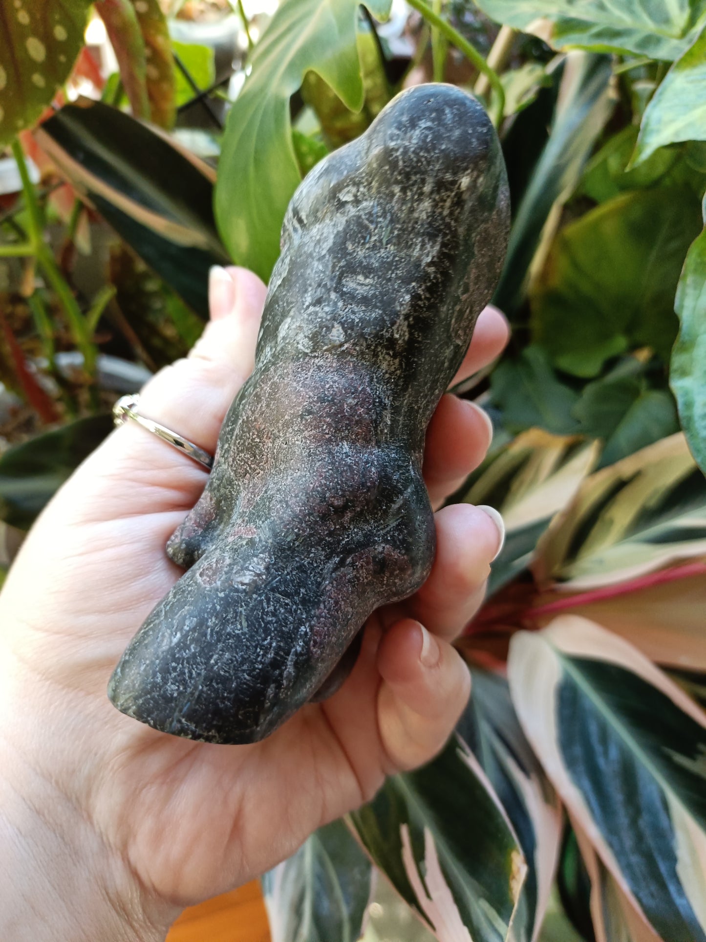 Garnet and Arfvedsonite Male God Body Carving - 675g