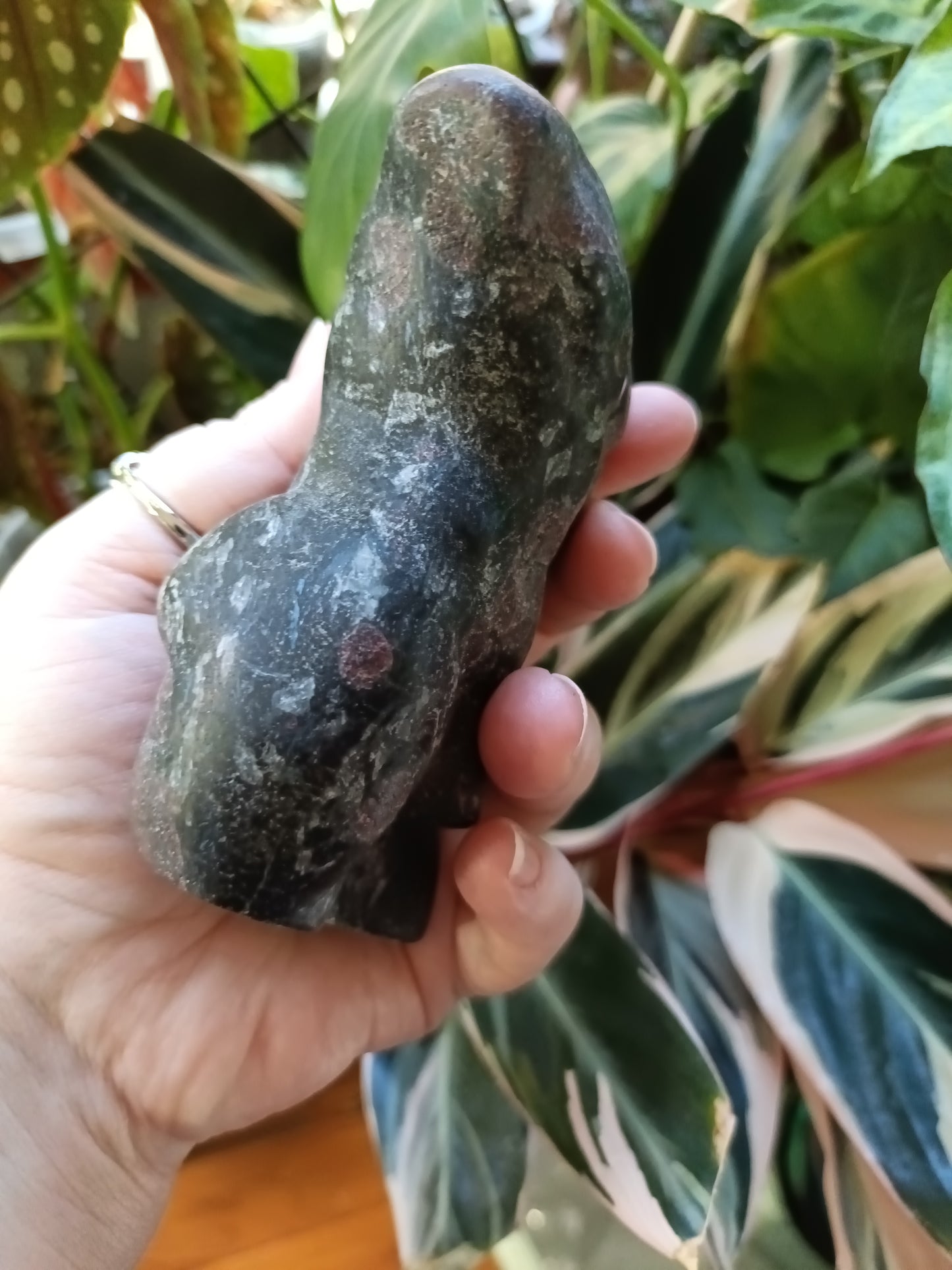 Garnet and Arfvedsonite Male God Body Carving - 675g