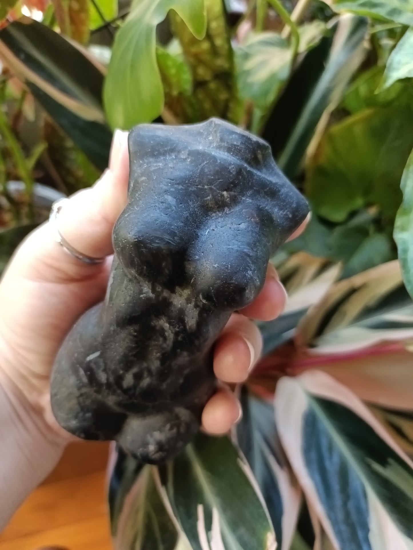 Arfvedsonite 'Firework Stone' Goddess Body Carving - 530g