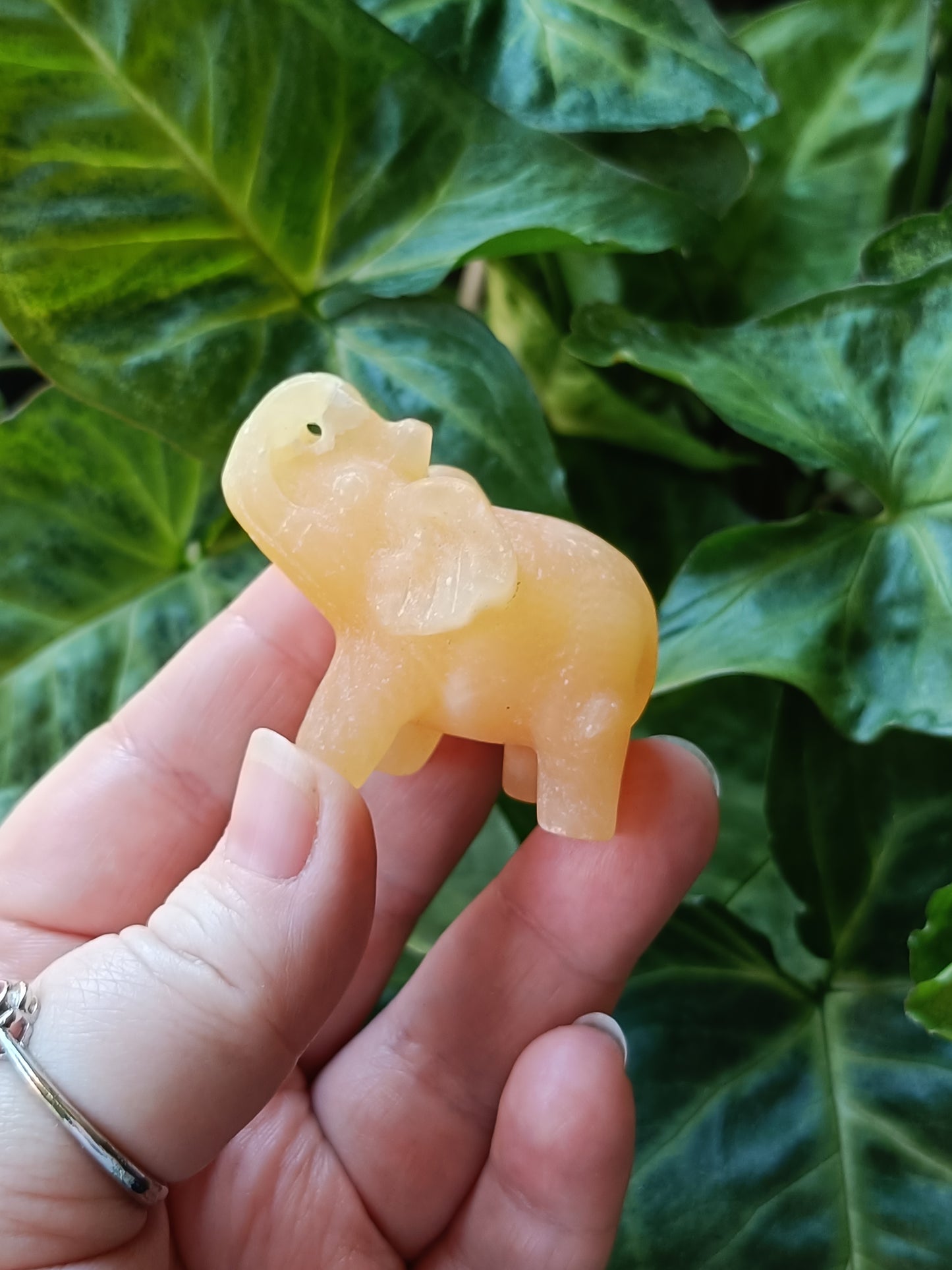 Mixed Stone Standing Elephant Carving - 45-50g