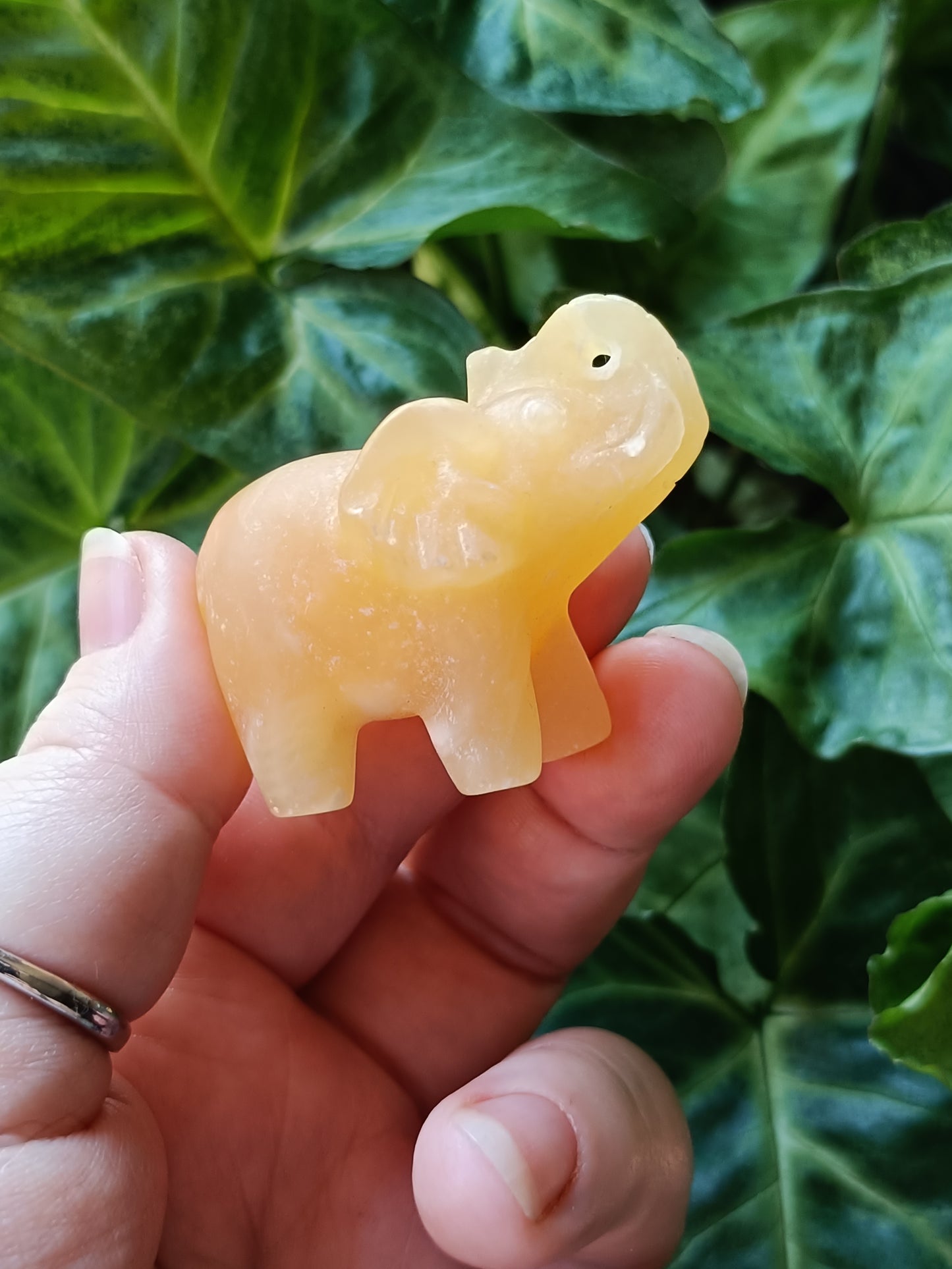 Mixed Stone Standing Elephant Carving - 45-50g