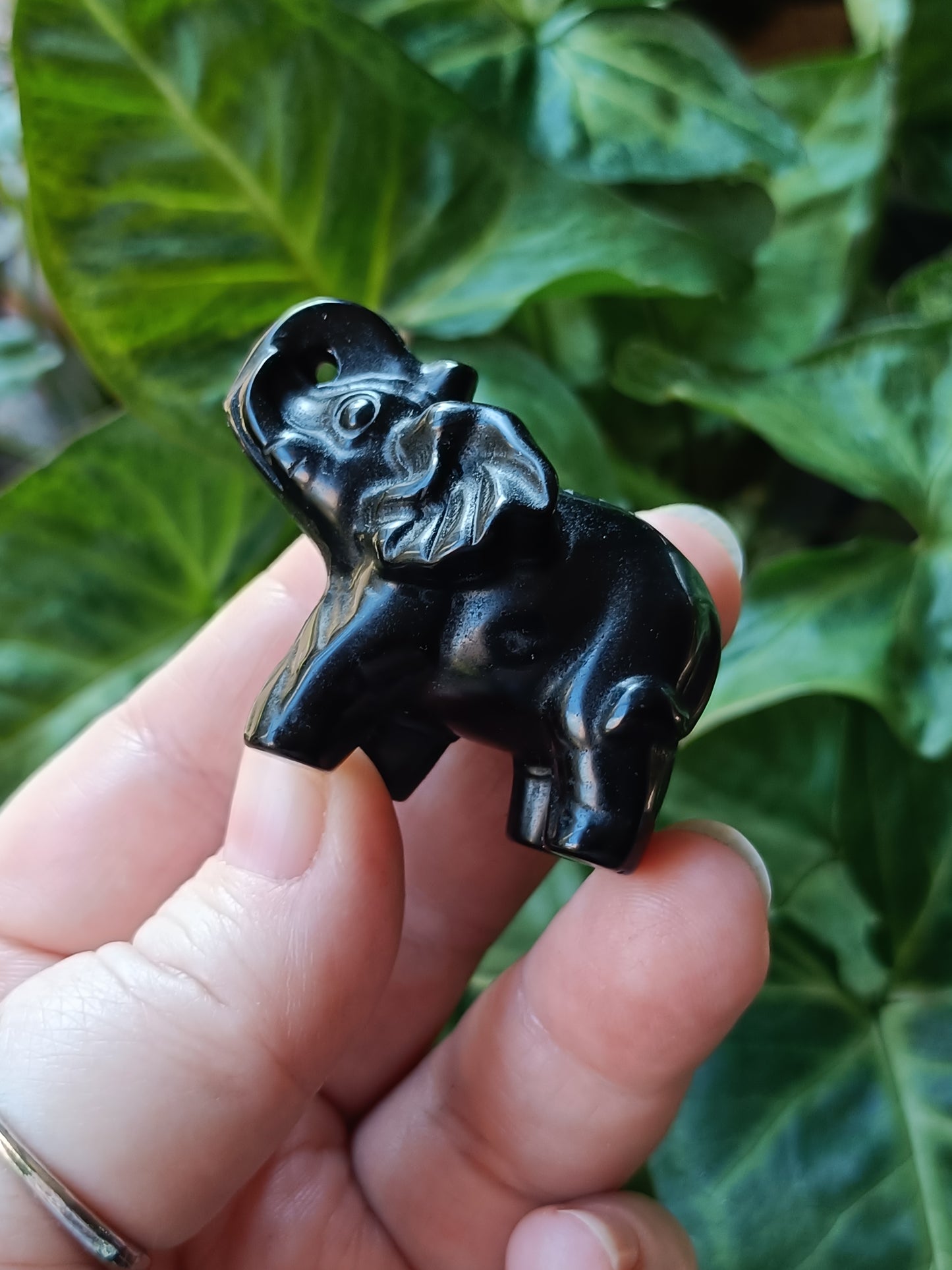 Mixed Stone Standing Elephant Carving - 45-50g