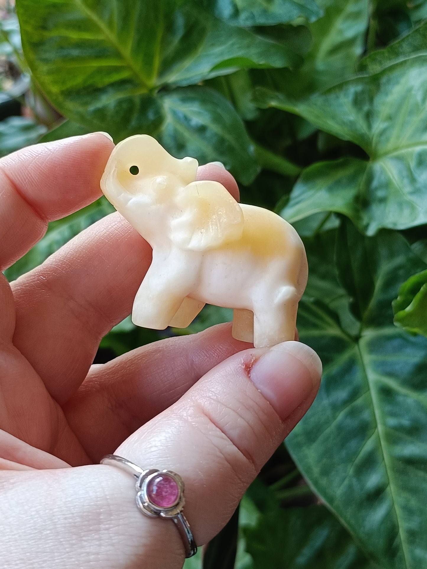 Mixed Stone Standing Elephant Carving - 45-50g