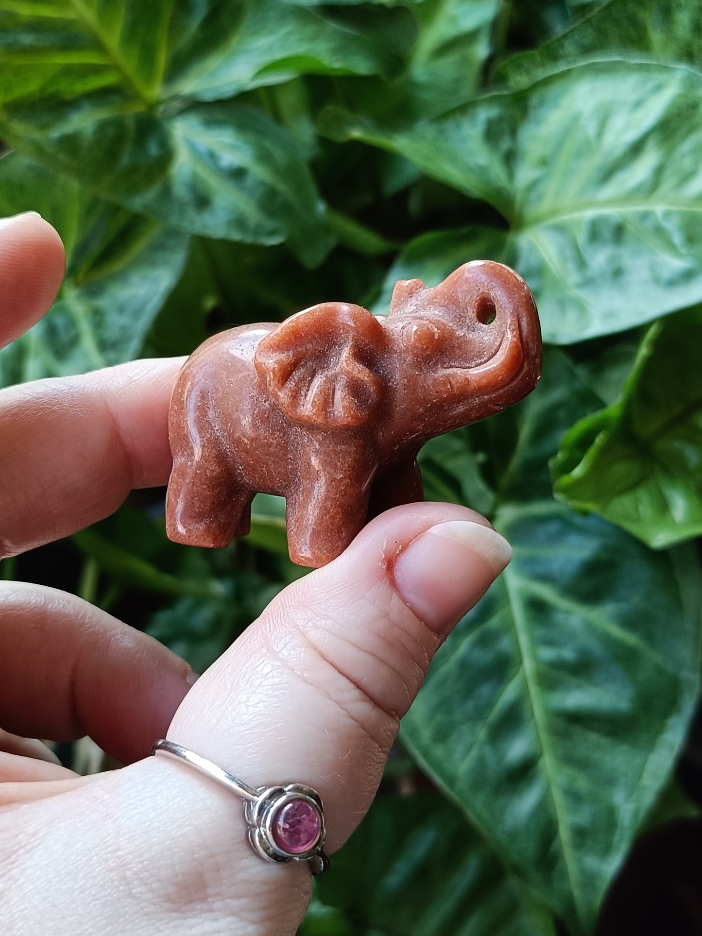 Mixed Stone Standing Elephant Carving - 45-50g