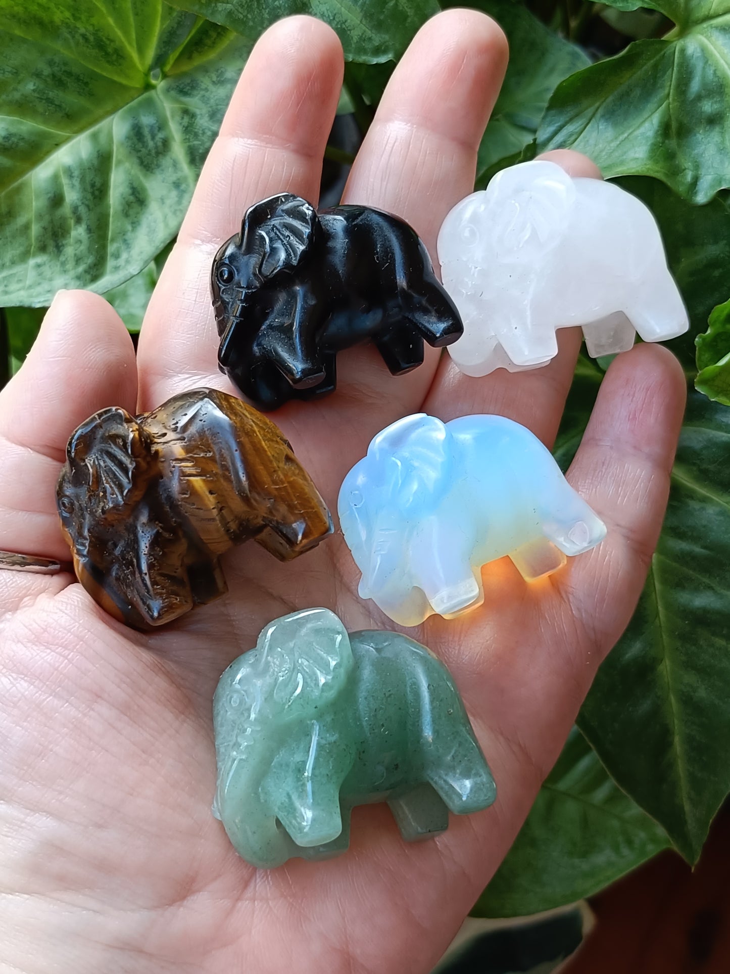 Mixed Stone Resting Elephant Carving - 30-40g