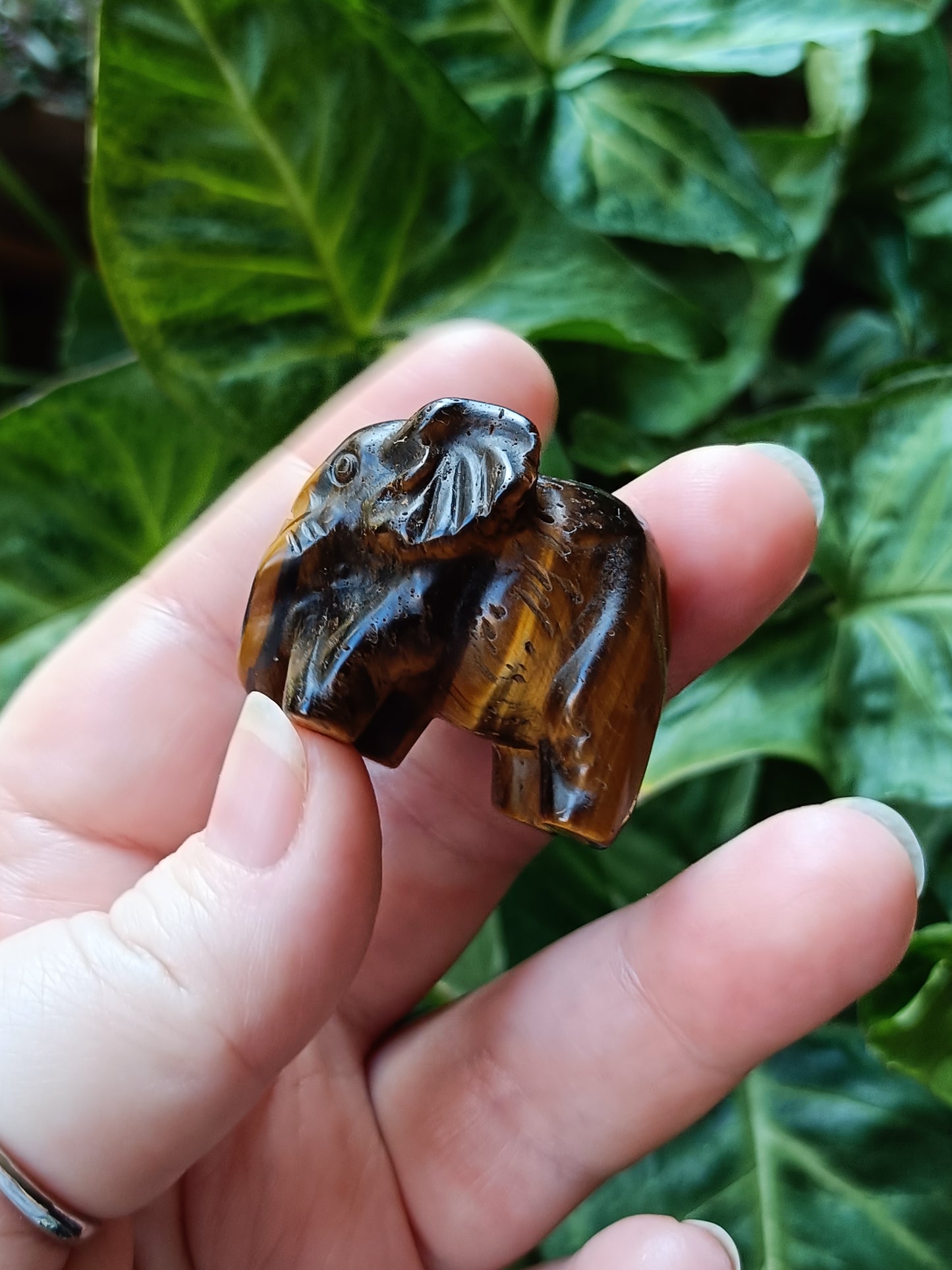Mixed Stone Resting Elephant Carving - 30-40g