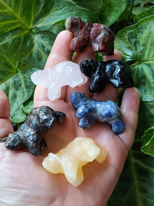 Mixed Stone Natural Bear Carving - 25-30g