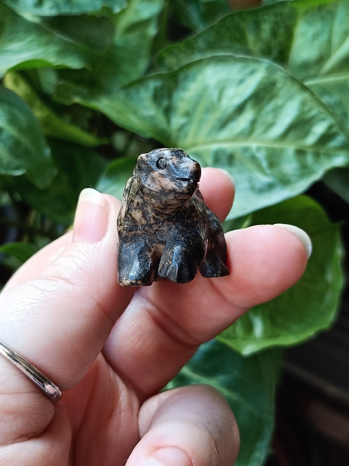 Mixed Stone Natural Bear Carving - 25-30g
