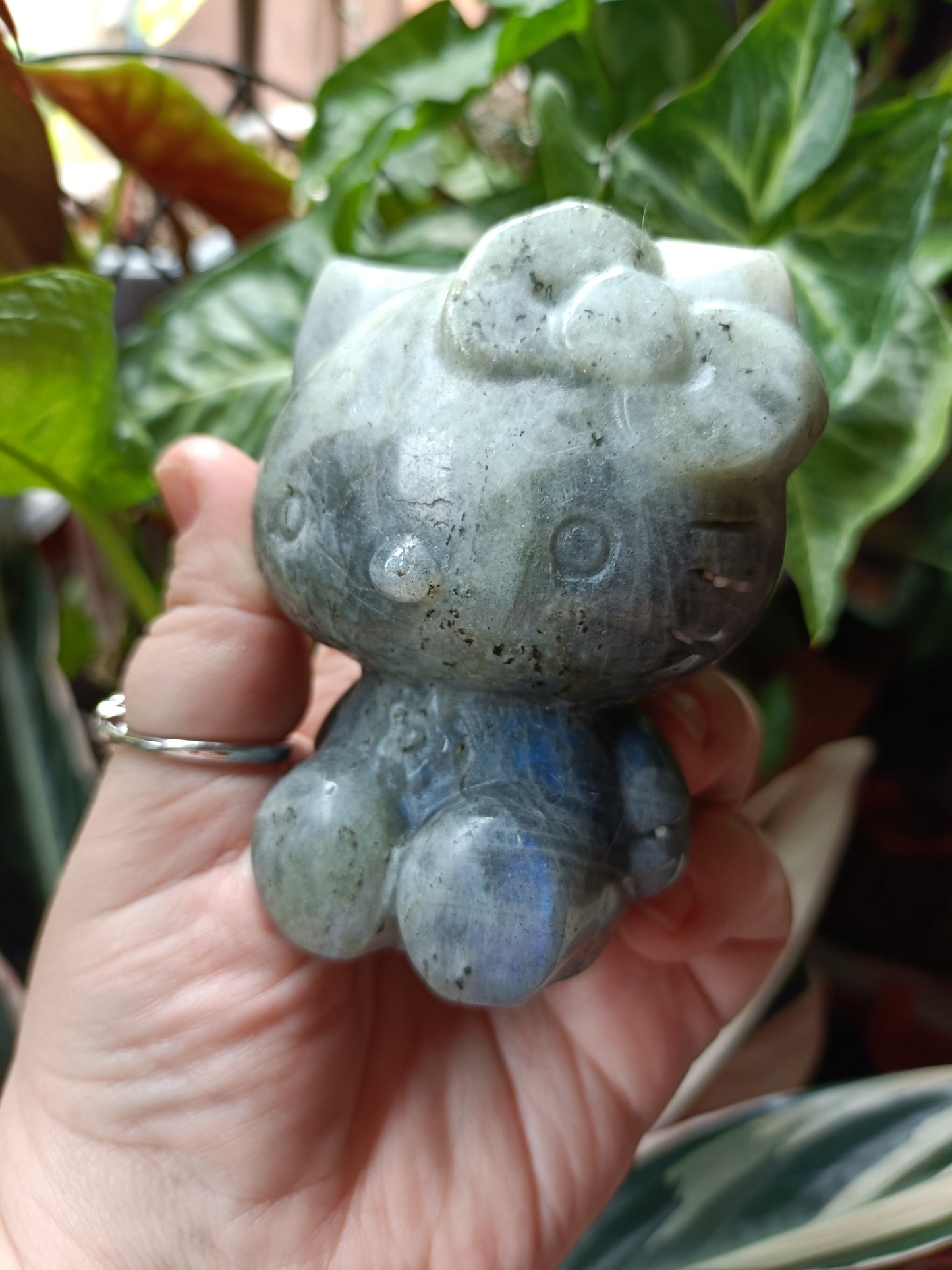 Labradorite Anime Kitty Carving - 480g