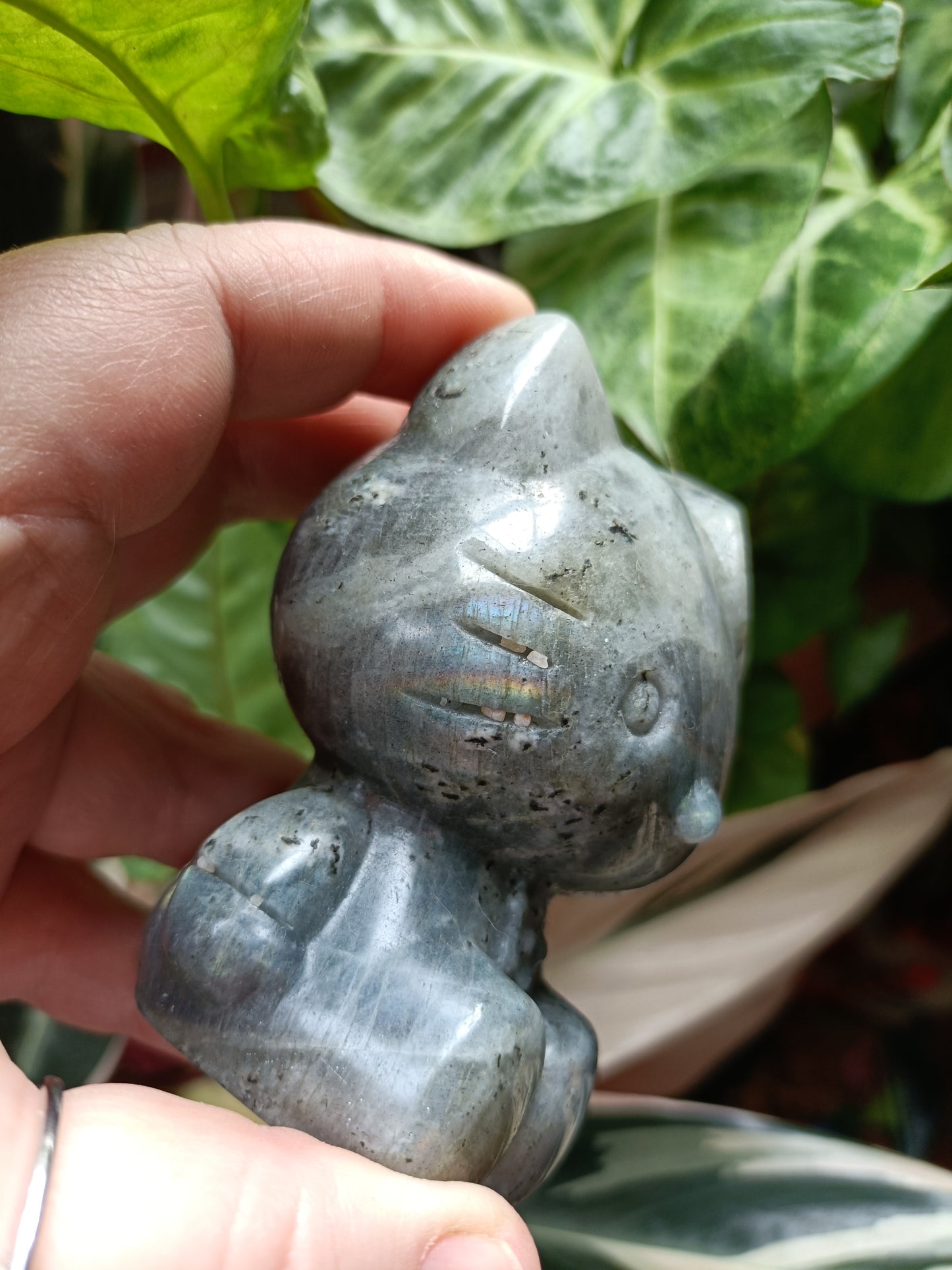 Labradorite Anime Kitty Carving - 480g
