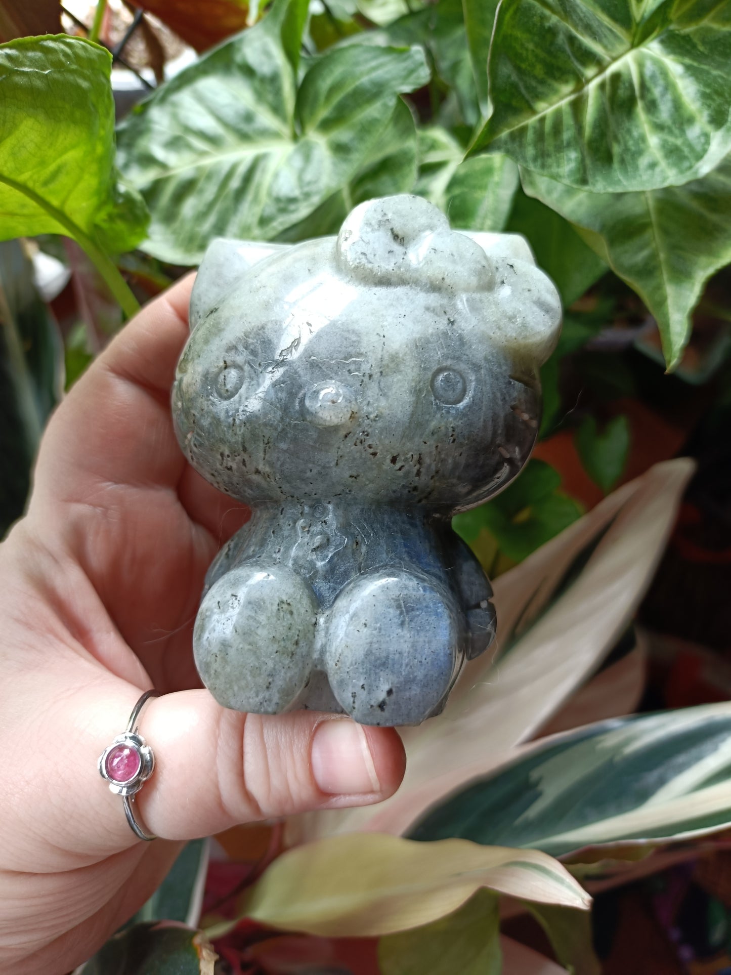 Labradorite Anime Kitty Carving - 480g