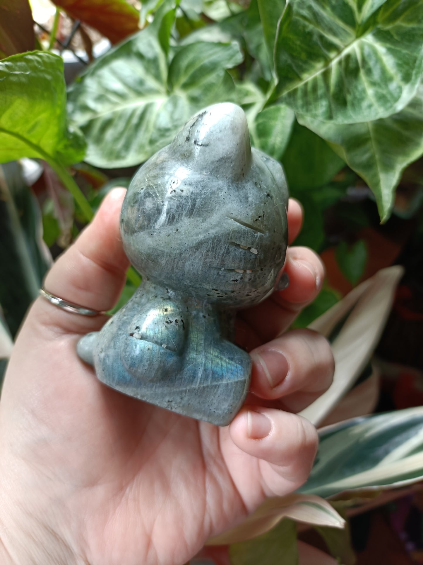 Labradorite Anime Kitty Carving - 480g