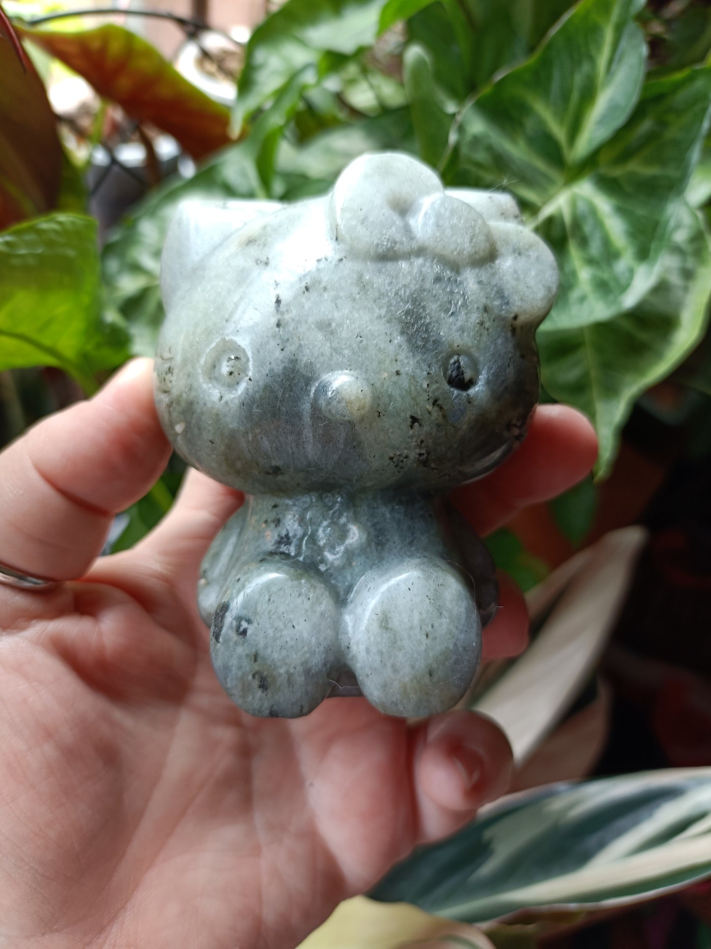 Labradorite Anime Kitty Carving - 458g