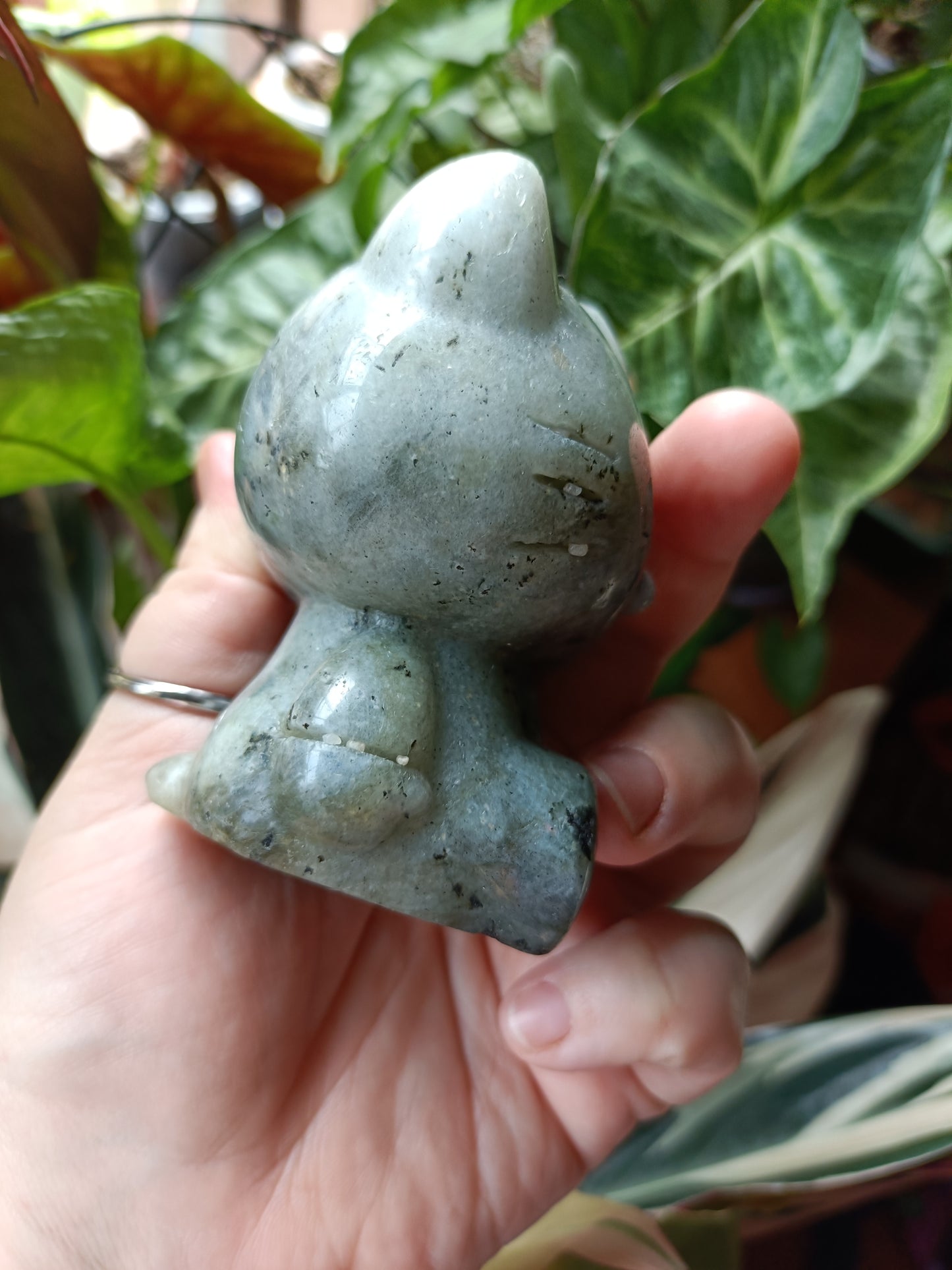 Labradorite Anime Kitty Carving - 458g