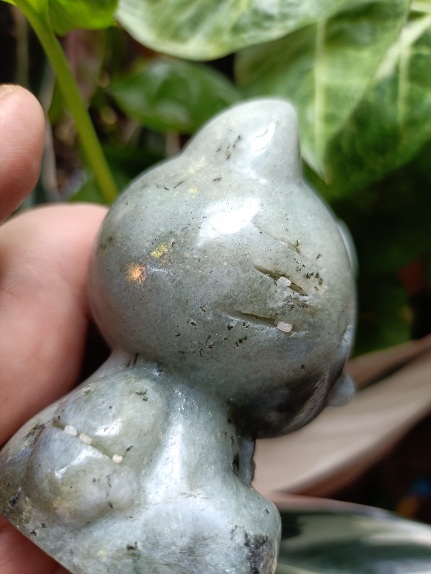 Labradorite Anime Kitty Carving - 458g