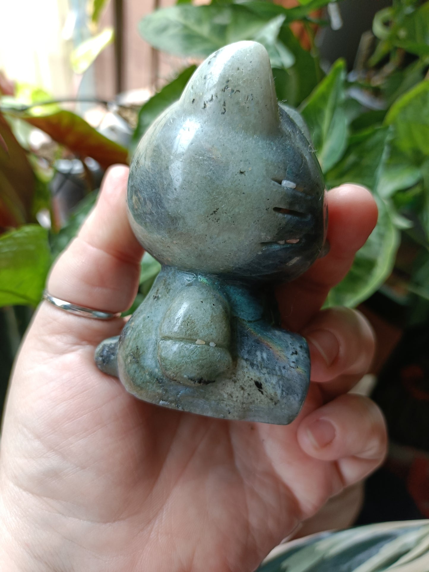 Labradorite Anime Kitty Carving - 474g