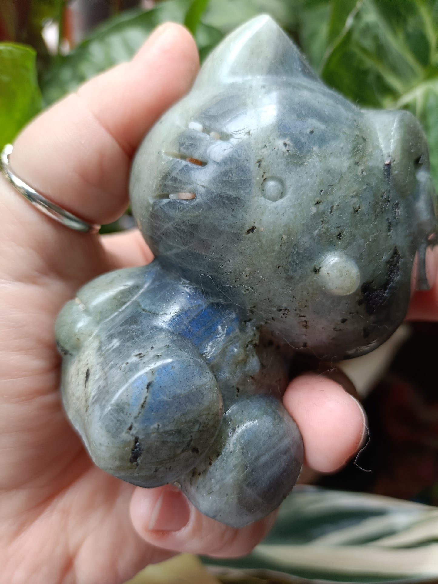 Labradorite Anime Kitty Carving - 474g