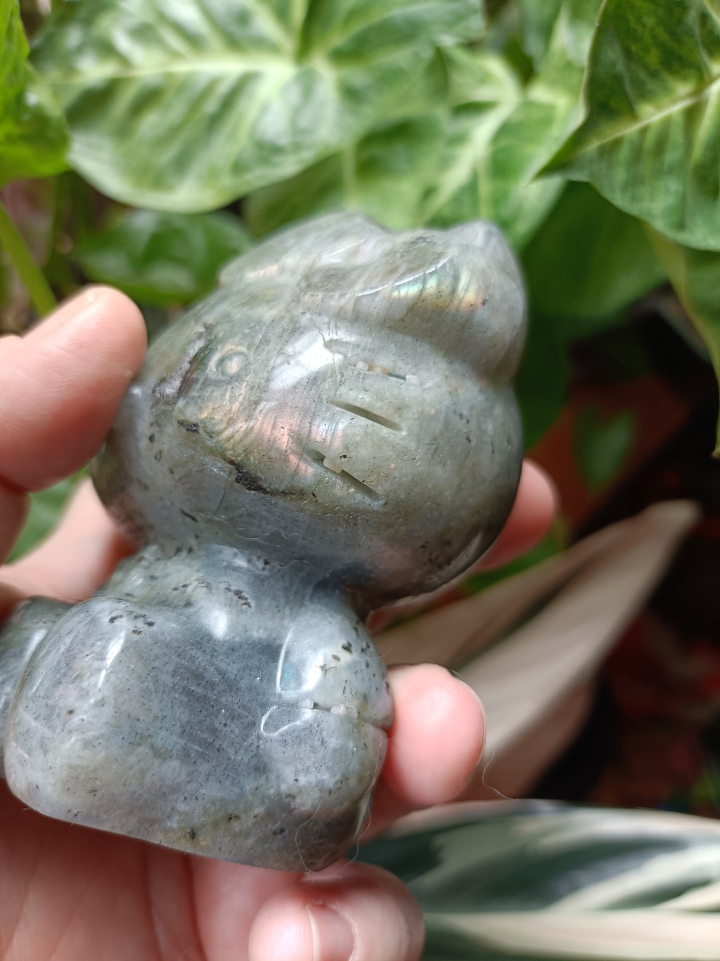 Labradorite Anime Kitty Carving - 474g