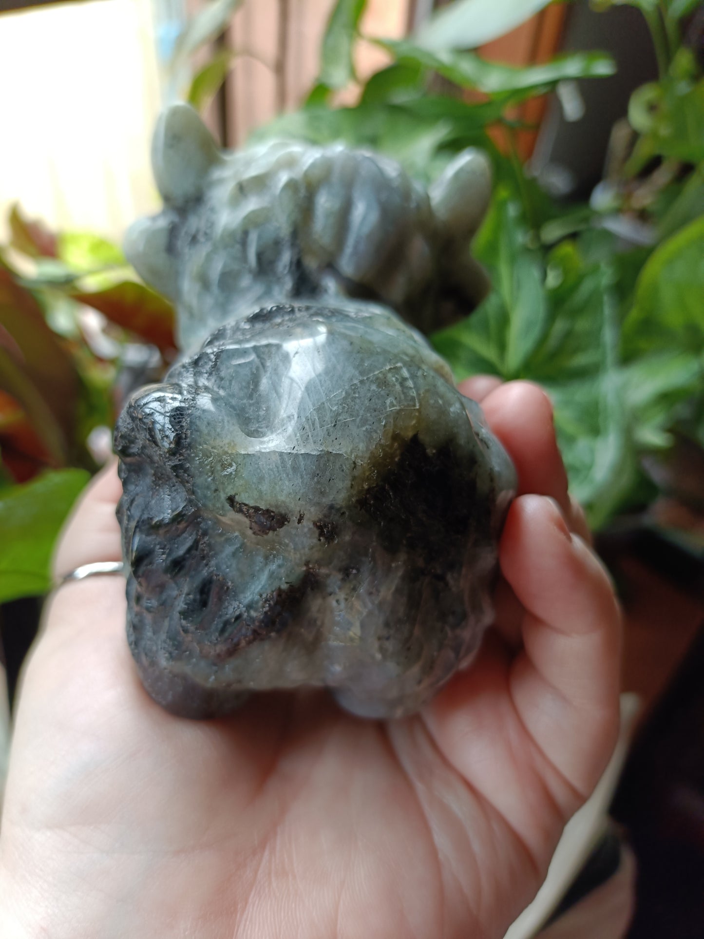 Labradorite Highland Cow Carving - 998g