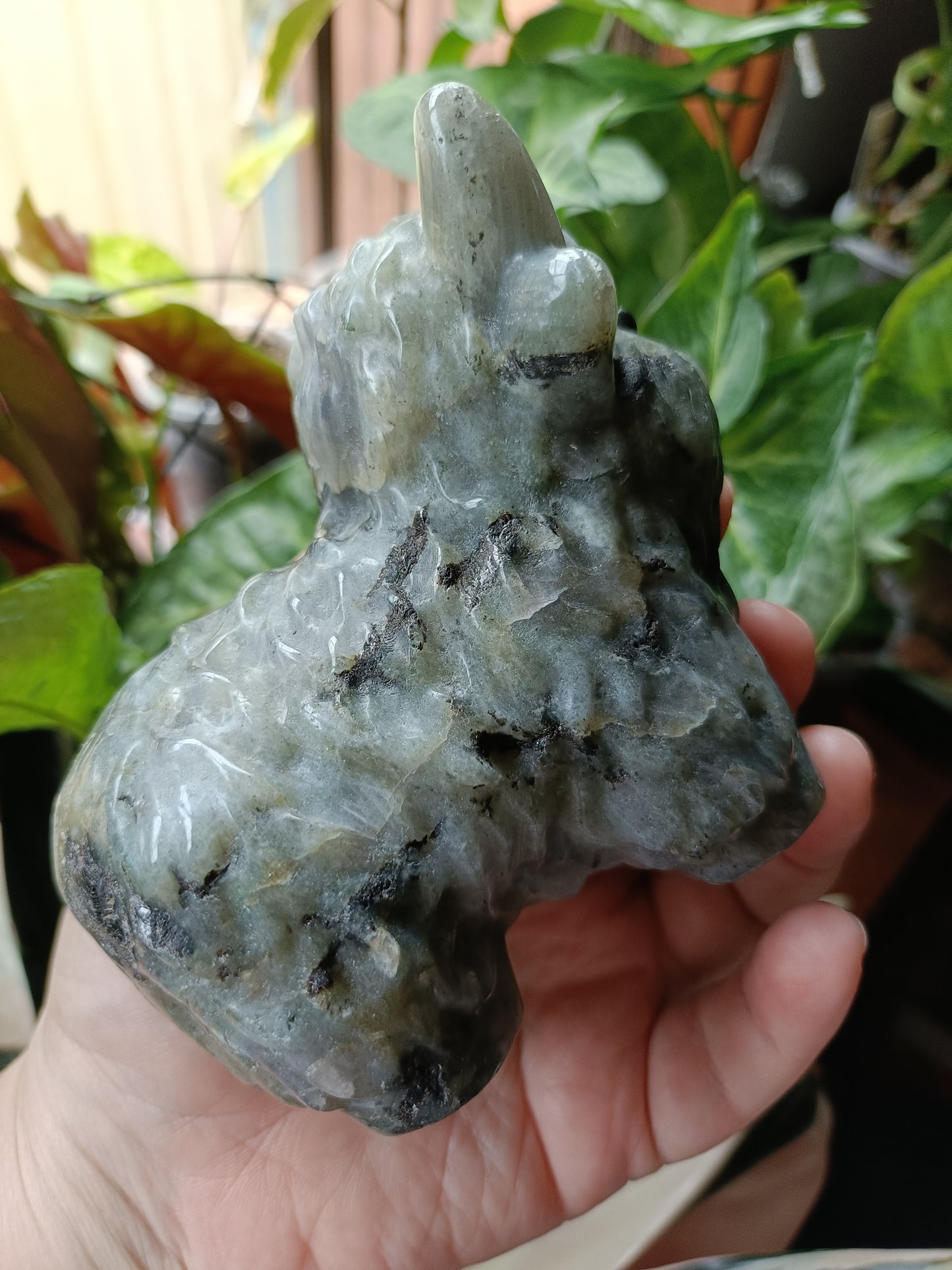 Labradorite Highland Cow Carving - 998g