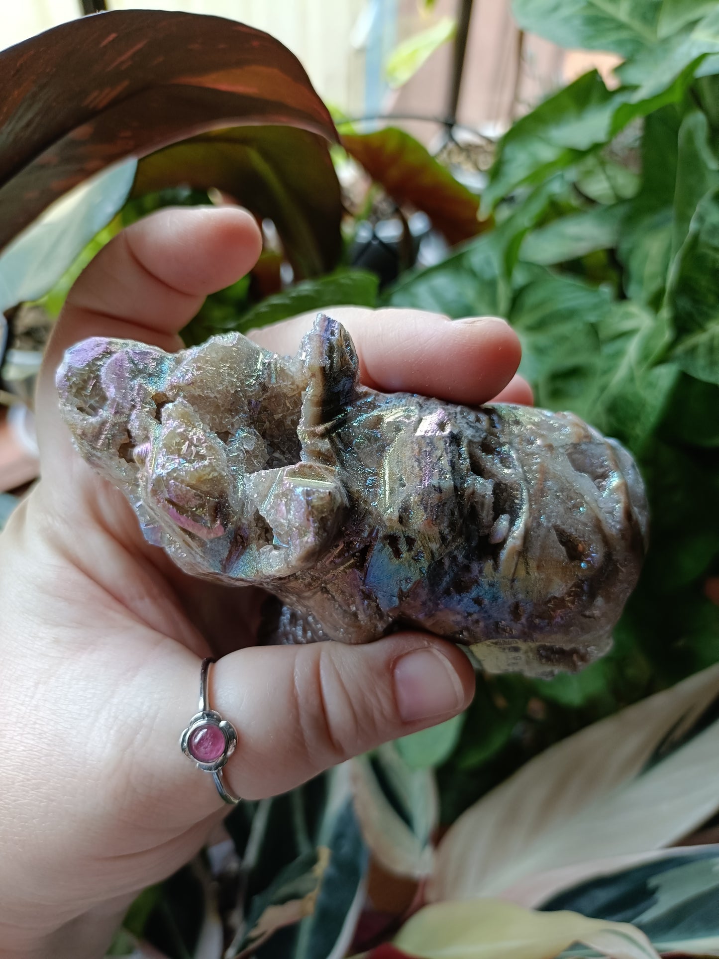 Aura Coated Brecciated Quartz Chalcedony Bear - 402g