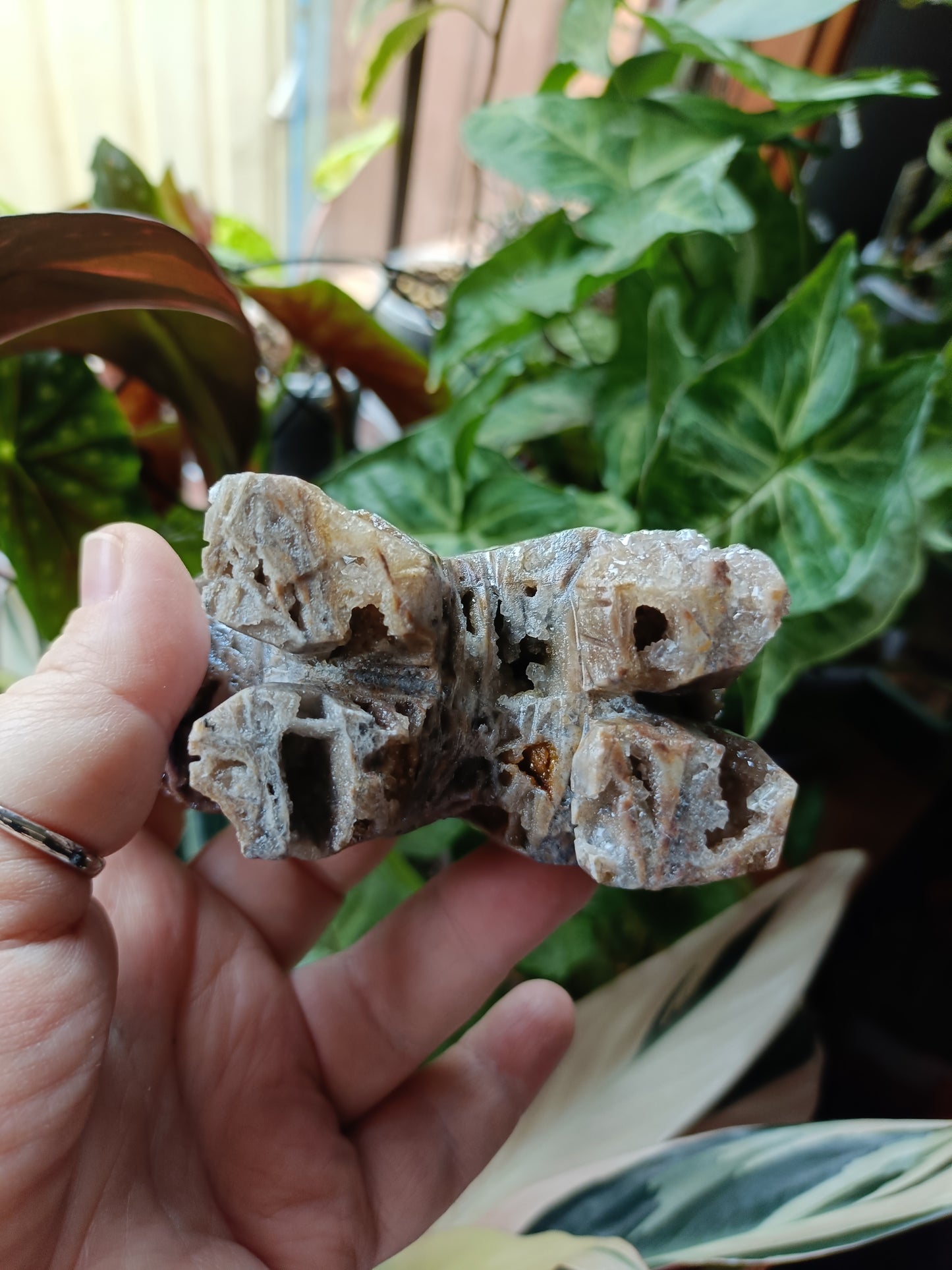 Aura Coated Brecciated Quartz Chalcedony Bear - 402g