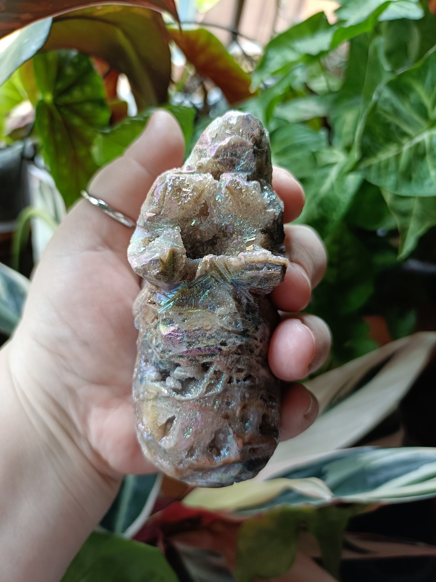 Aura Coated Brecciated Quartz Chalcedony Bear - 402g