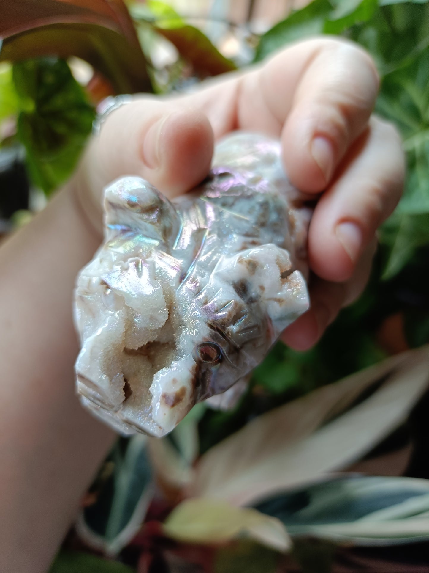 Aura Coated Brecciated Quartz Chalcedony Bear - 356g