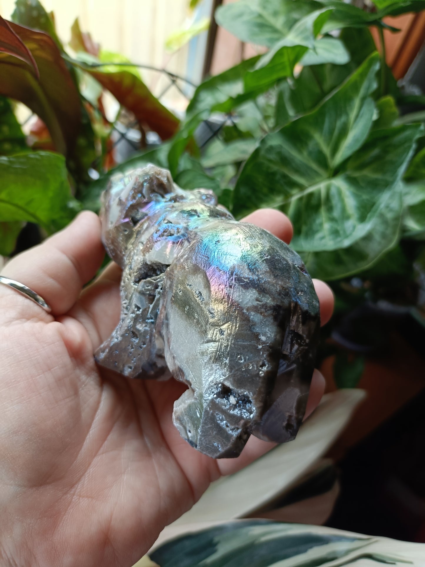 Aura Coated Brecciated Quartz Chalcedony Bear - 391g