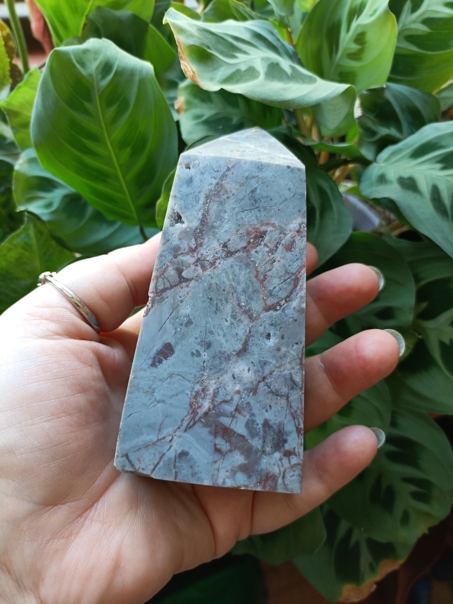Spessartine Garnet Raw Edge Tower Carving - 523g