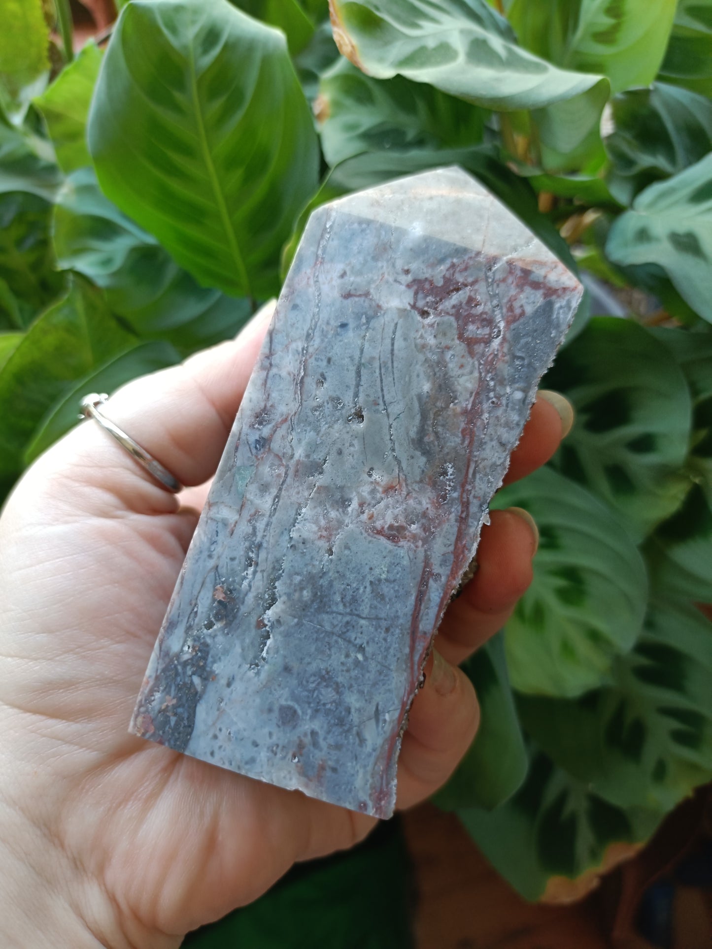 Spessartine Garnet Raw Edge Tower Carving - 523g