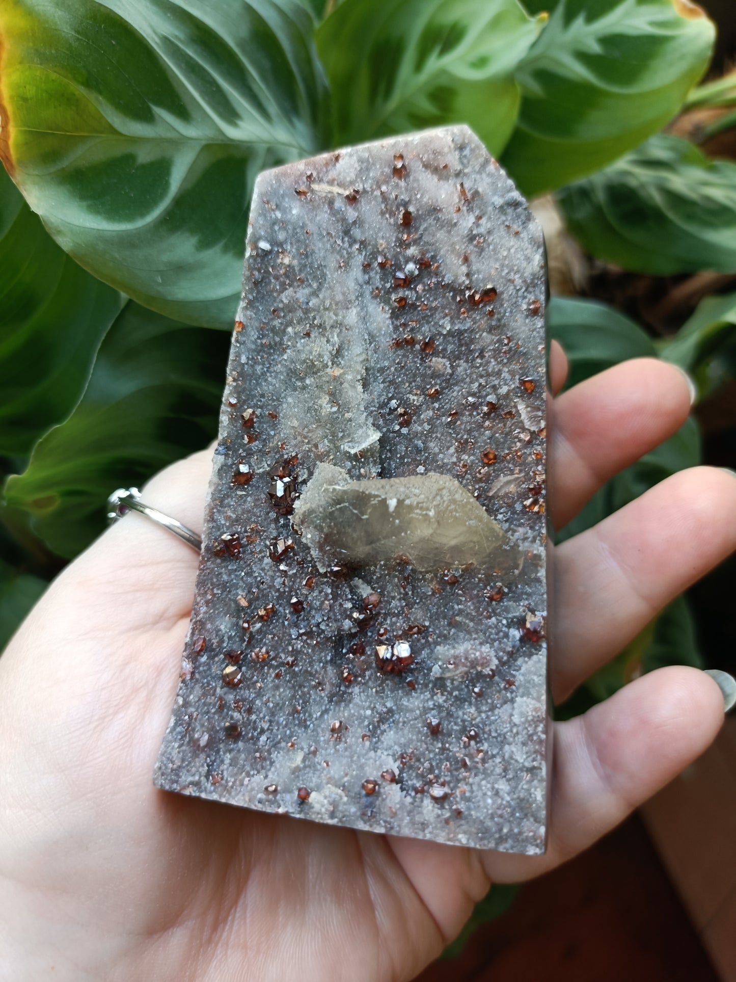 Spessartine Garnet Raw Edge Tower Carving - 523g