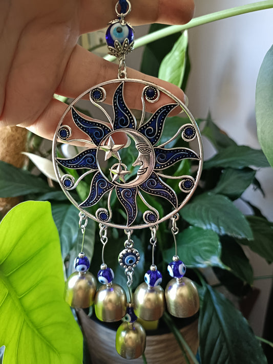 Sun and Moon Witch Bells Evil Eye Car Dangle or Sun Catcher