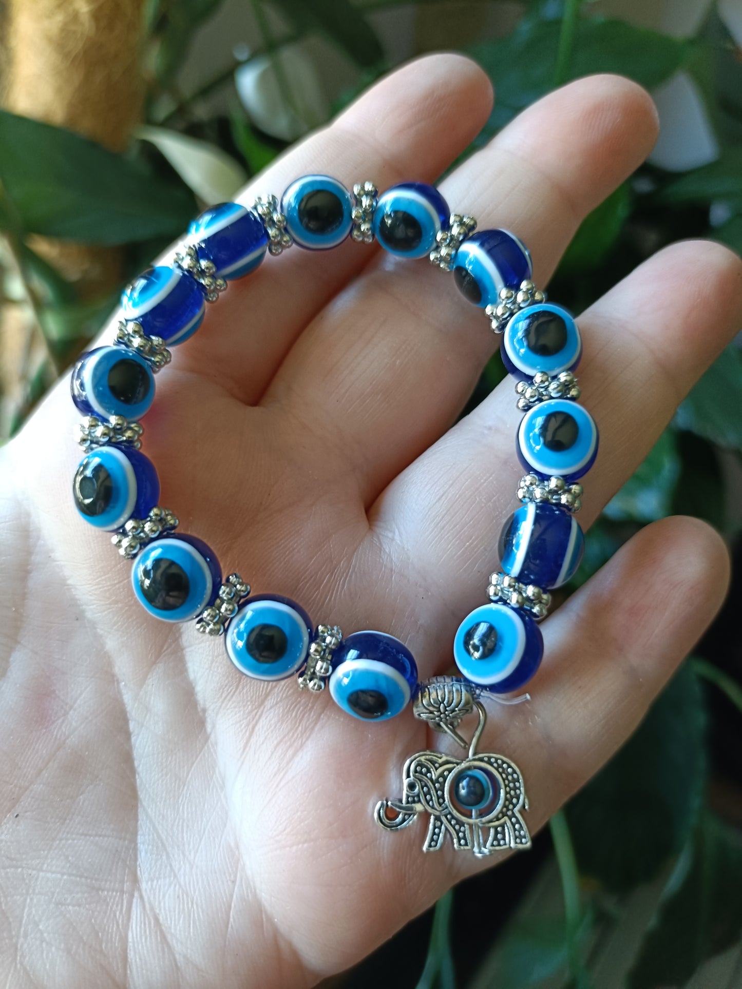 Evil Eye + Charm Stretch Bracelet - 10mm