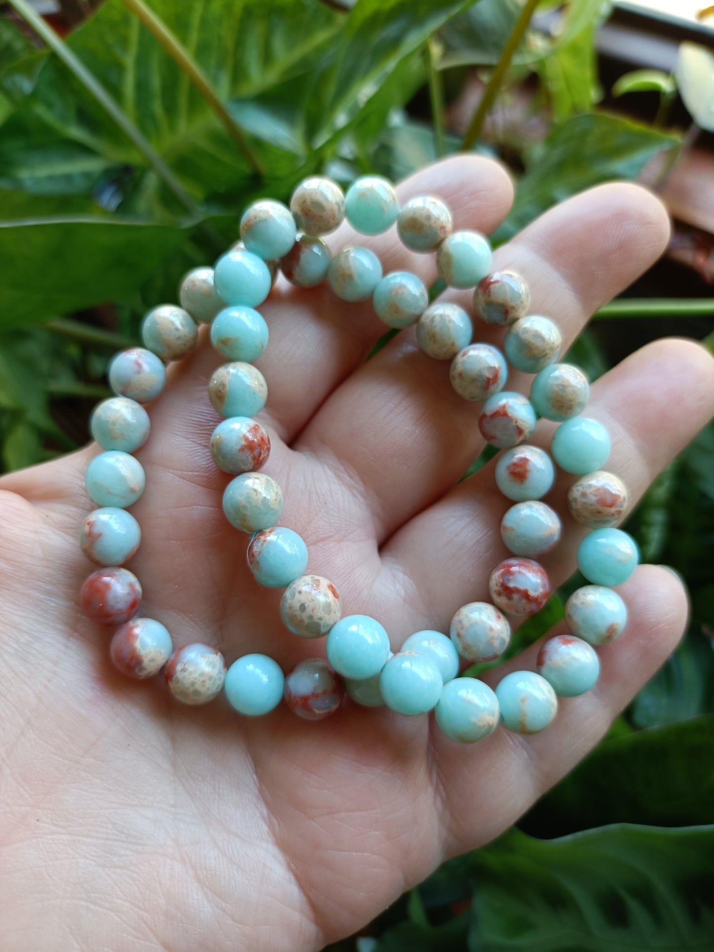 Shoushan Stone Round Beaded Stretch Bracelet - 8mm