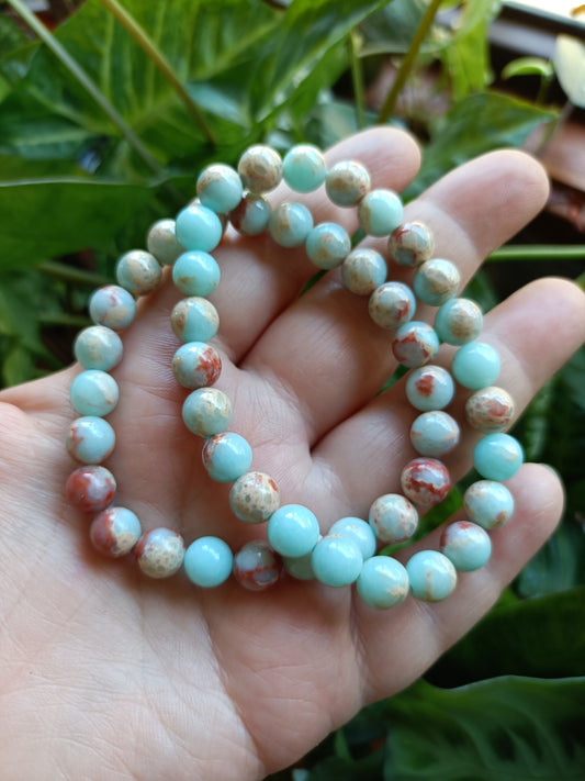 Shoushan Stone Round Beaded Stretch Bracelet - 8mm