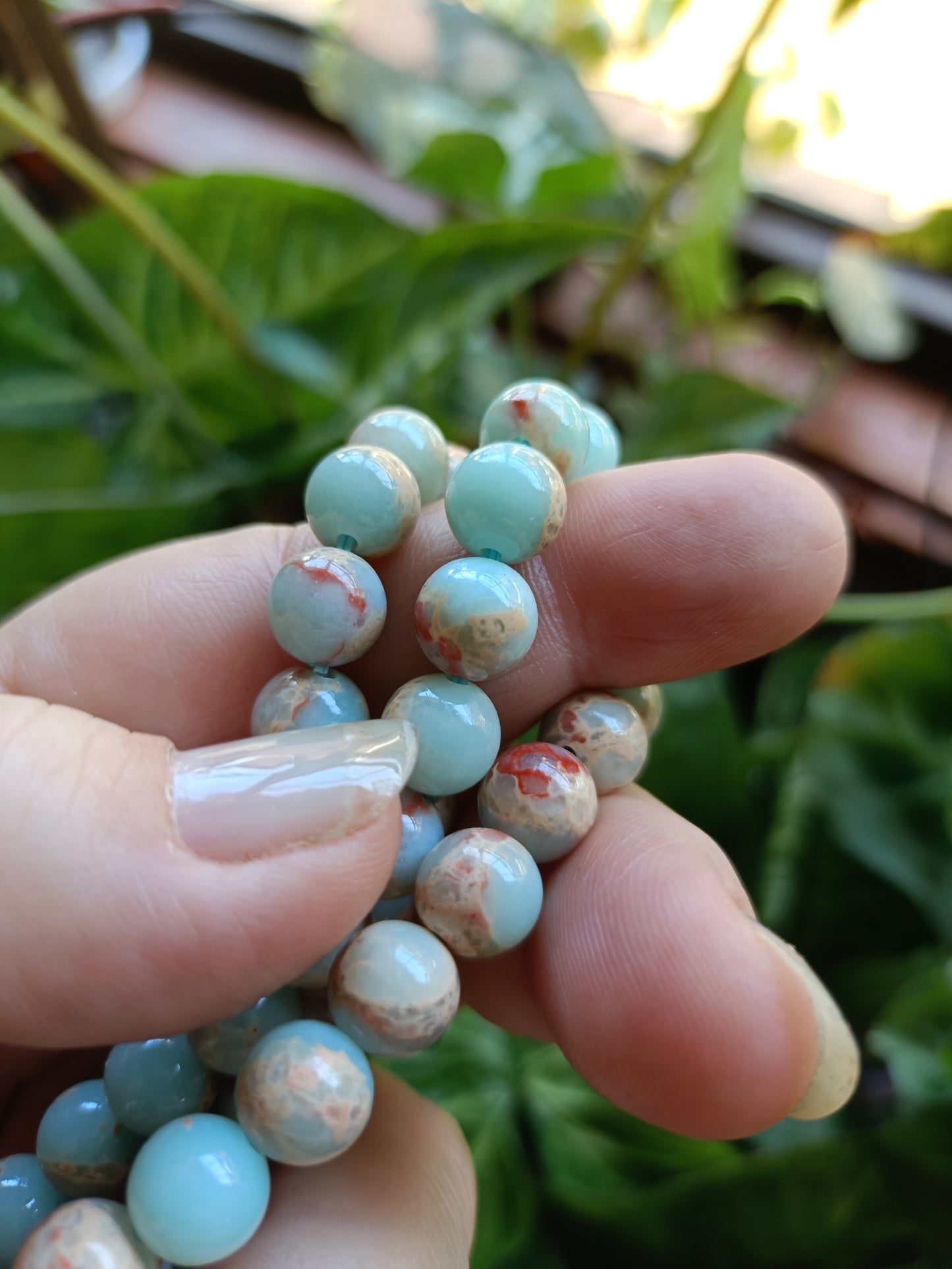 Shoushan Stone Round Beaded Stretch Bracelet - 8mm