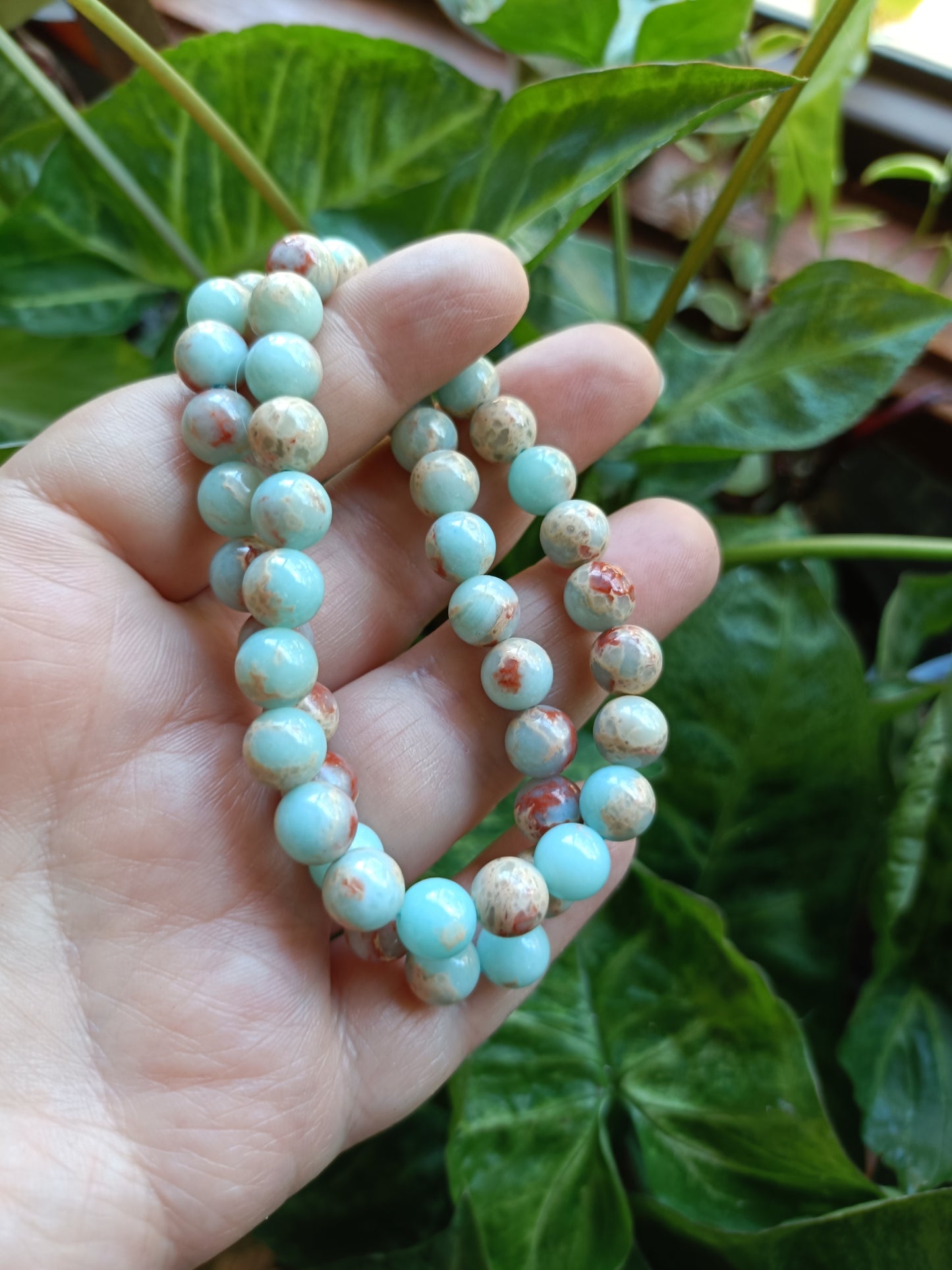Shoushan Stone Round Beaded Stretch Bracelet - 8mm
