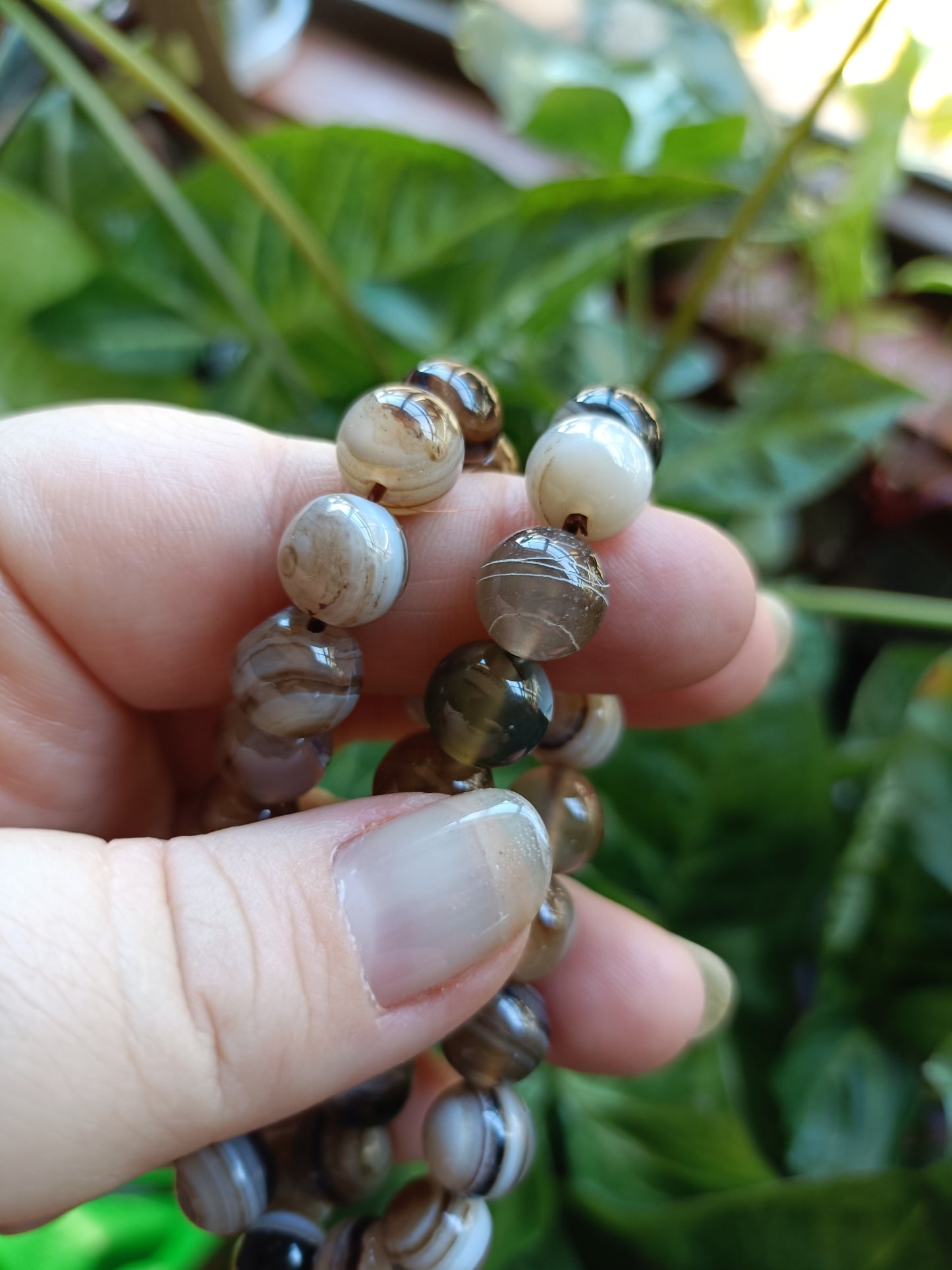 Botswana Agate Beaded Stretch Bracelet - 10mm