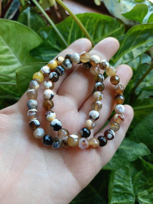 Yellow Orca Agate Beaded Stretch Bracelet - 8mm