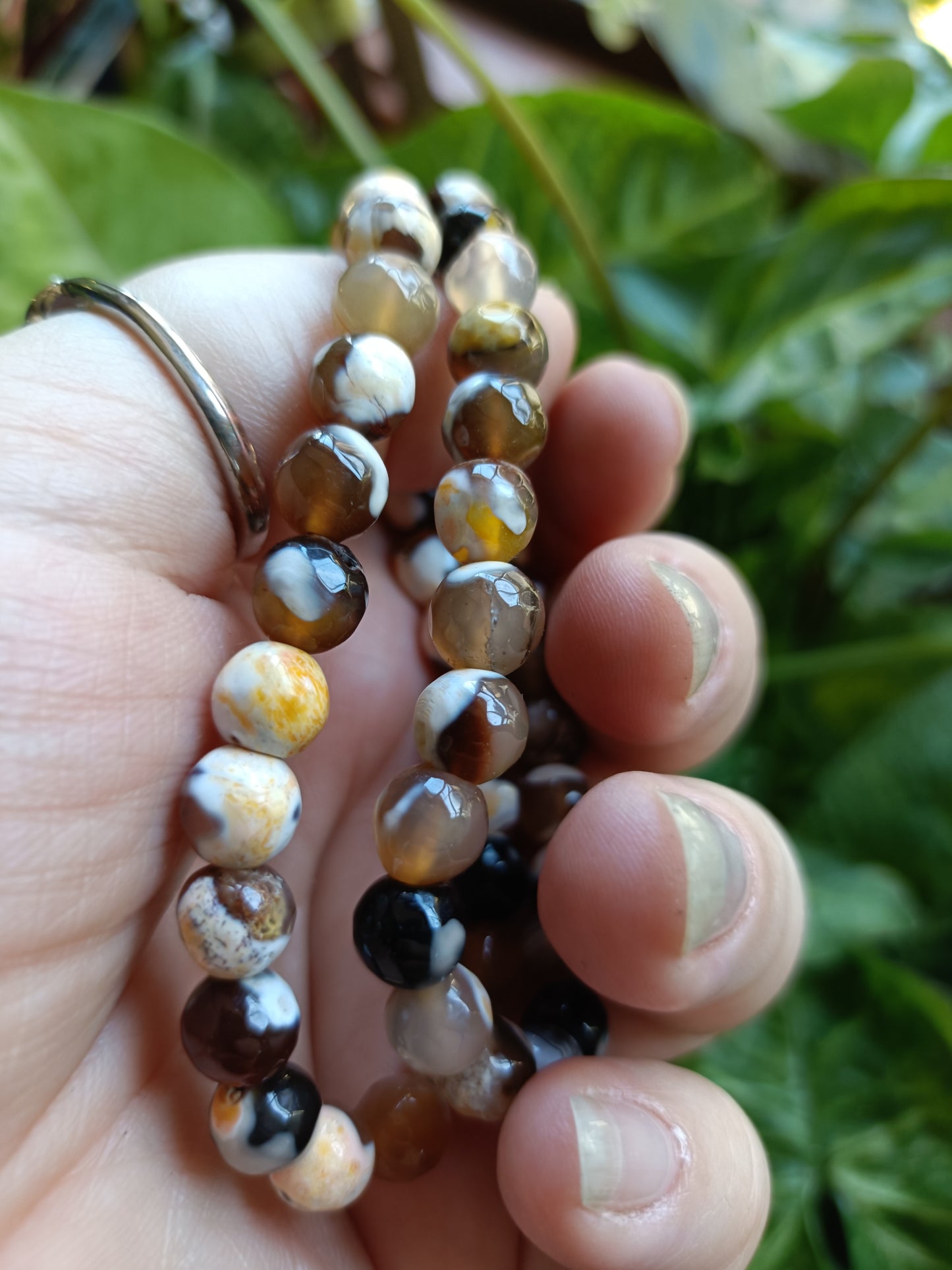Yellow Orca Agate Beaded Stretch Bracelet - 8mm