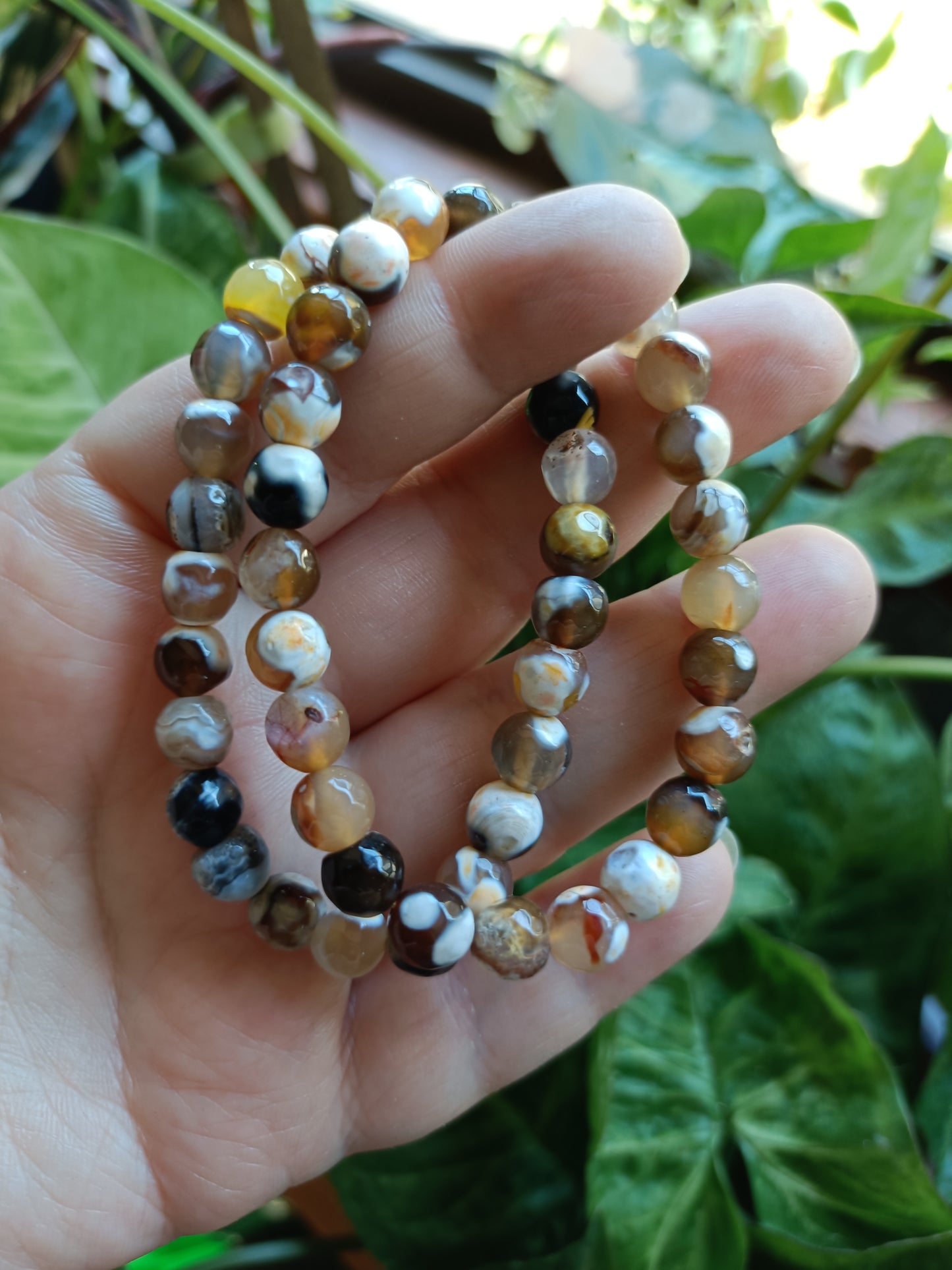 Yellow Orca Agate Beaded Stretch Bracelet - 8mm